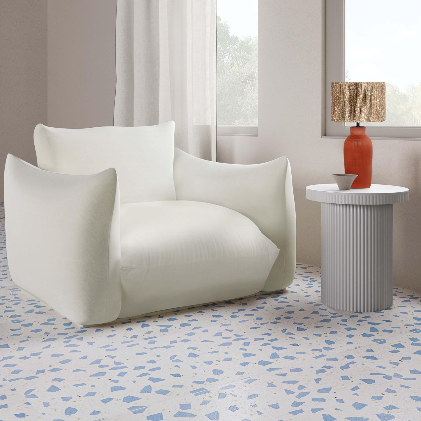 Darcy Concrete Indoor/Outdoor Side Table White by Tov Furniture