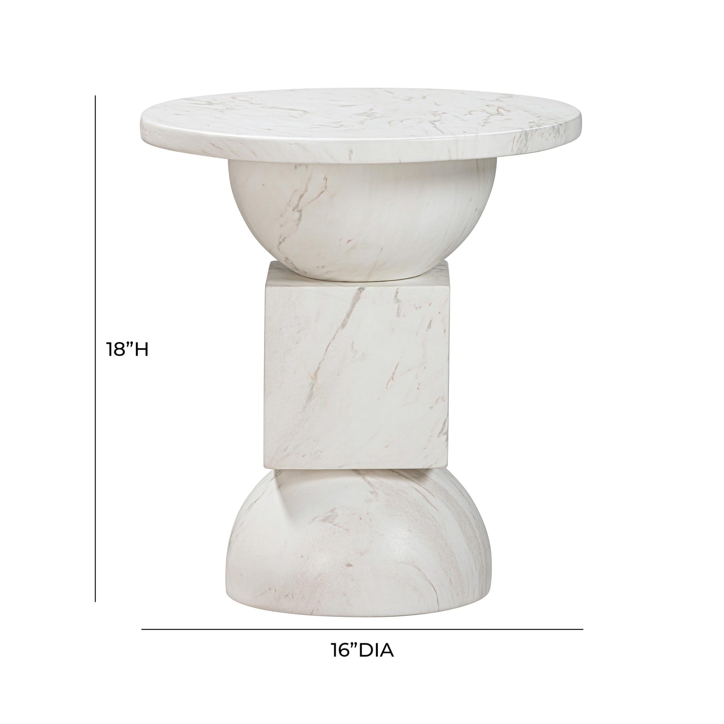 Chip Faux Marble Indoor/Outdoor Side Table White by Tov Furniture