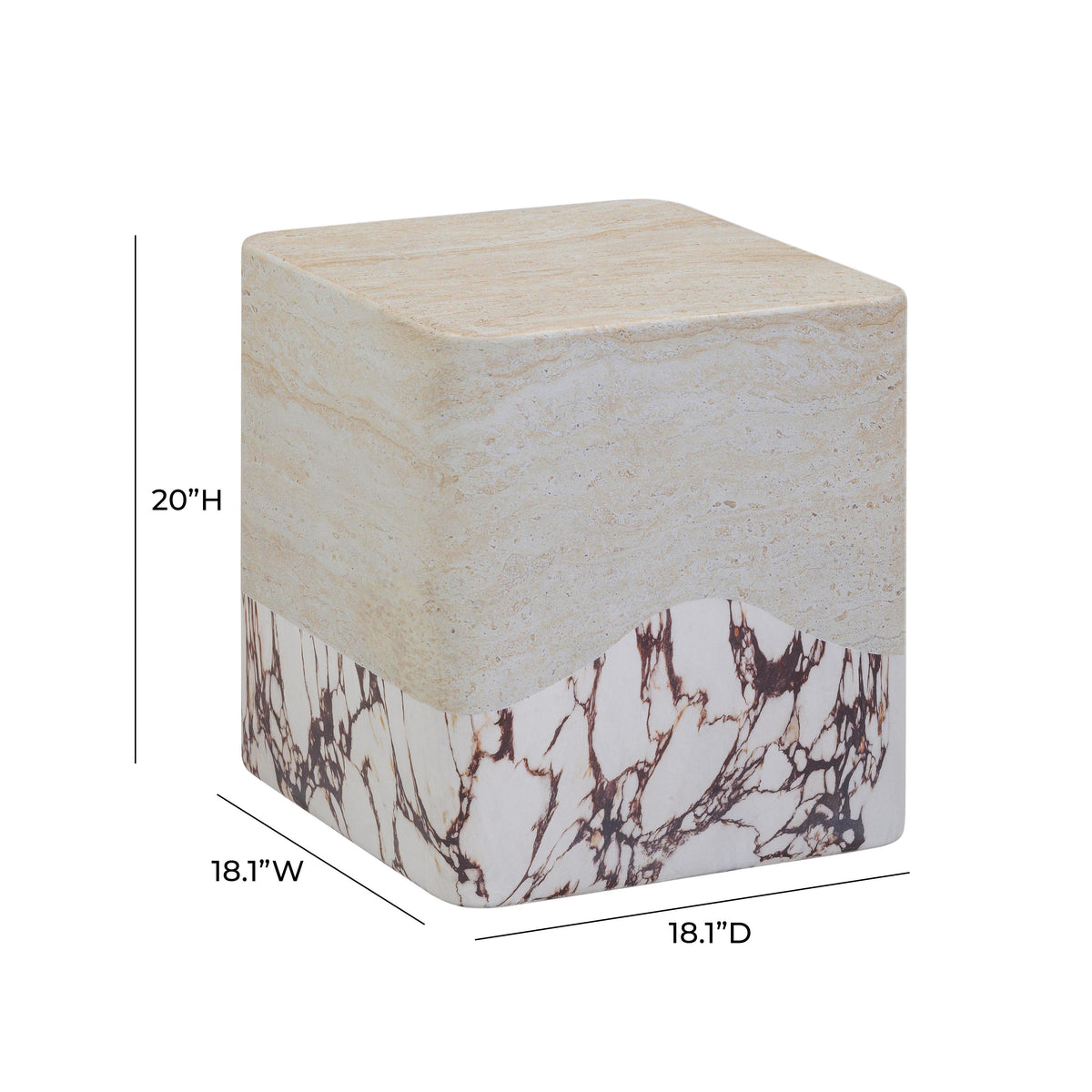 Brut Faux Travertine & Breccia Concrete Indoor/Outdoor Side Table by TOV Furniture – photo 6 of 6