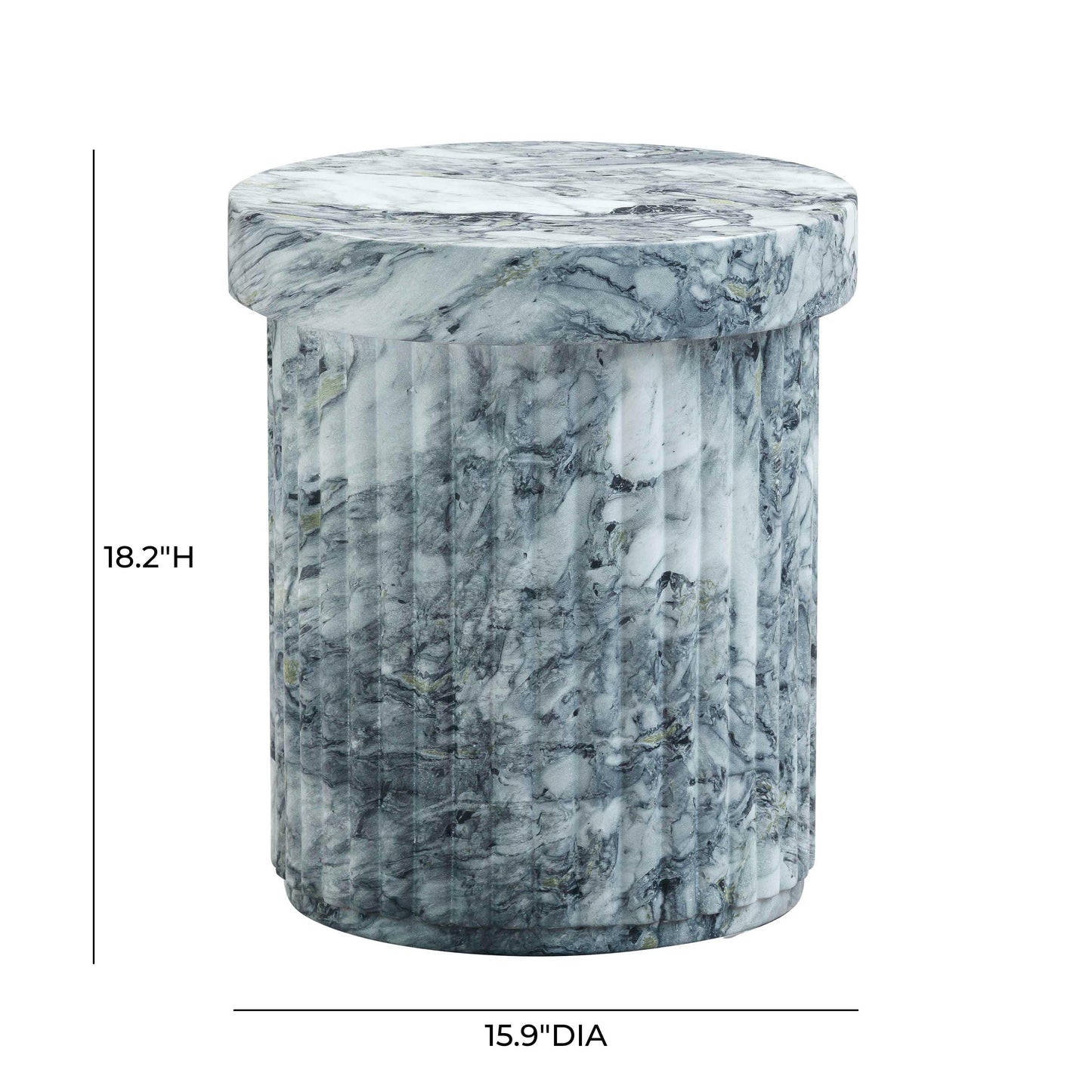 Serafina Faux Marble Concrete Indoor/Outdoor Side Table Marble Pattern by Tov Furniture