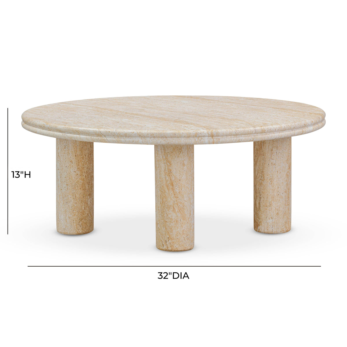 Amora Faux Travertine Indoor/Outdoor Round Accent Table (26"-32") in 32" by TOV Furniture – photo 7 of 7