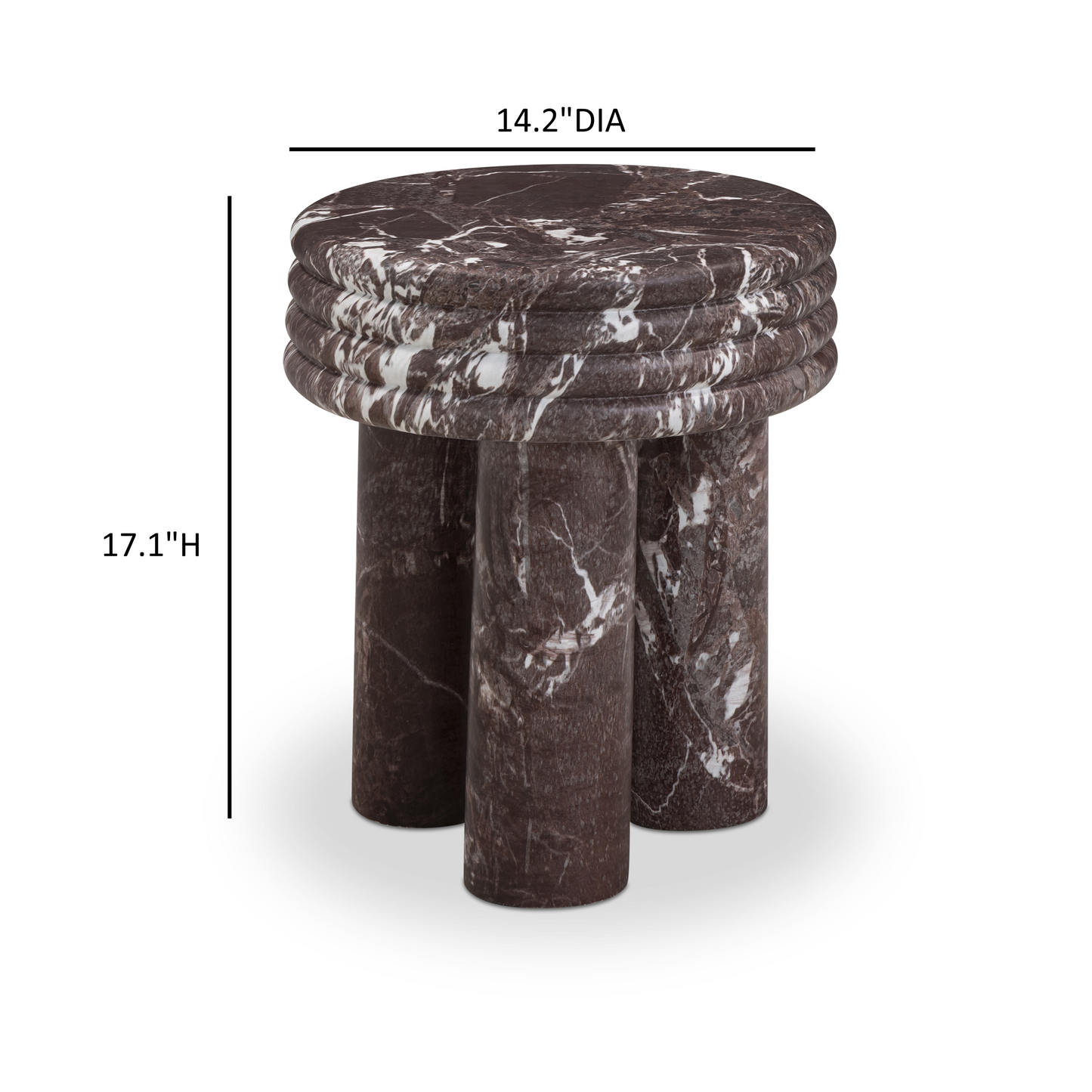 Delta Concrete Indoor/Outdoor Round Side Table Red Levanto by Tov Furniture