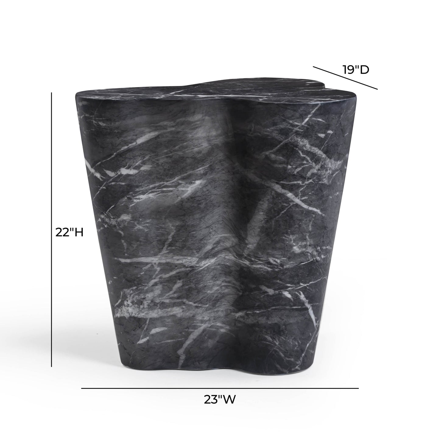 Slab Concrete Indoor/Outdoor Side Table (18"-22") Black Marble Tall by Tov Furniture