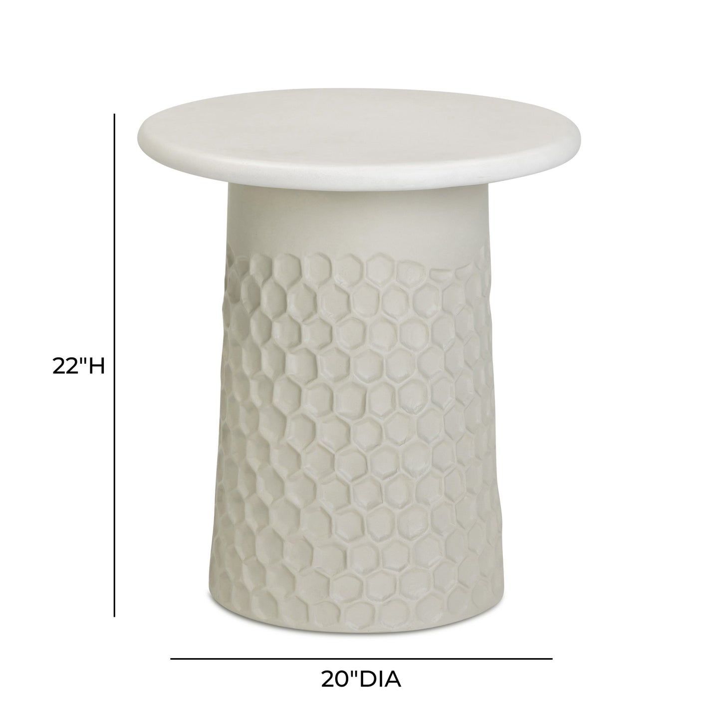 Hessa Indoor/Outdoor Concrete Chiseled Side Table Antique White by Tov Furniture