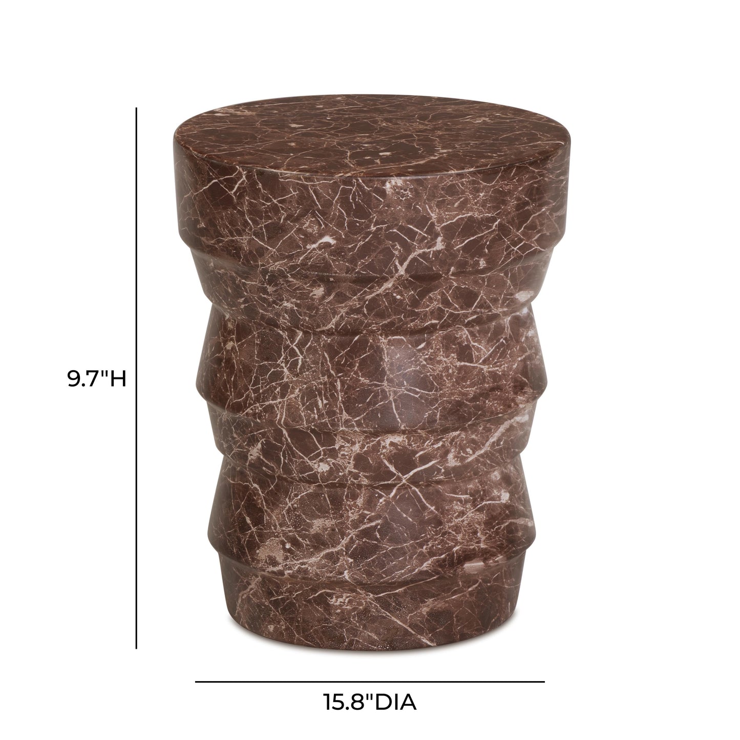 Ayon Faux Red Levanto Marble Indoor/Outdoor Concrete Side Table Red Levanto by Tov Furniture