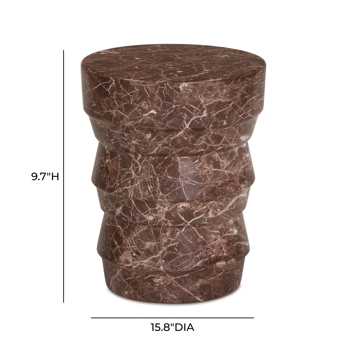 Ayon Faux Red Levanto Marble Indoor/Outdoor Concrete Side Table by TOV Furniture – photo 7 of 7