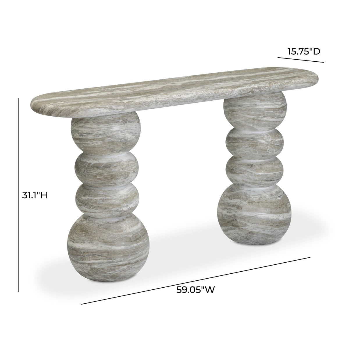 Hyre 59" Faux Stone Indoor/Outdoor Concrete Console Table by TOV Furniture – photo 9 of 9