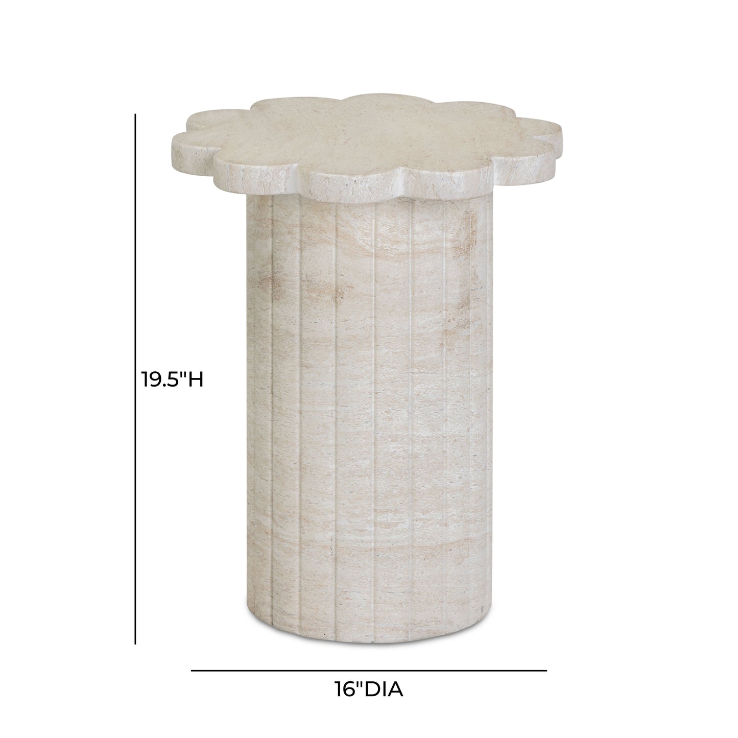 Blossom Faux Travertine Indoor/Outdoor Concrete Side Table Travertine by Tov Furniture
