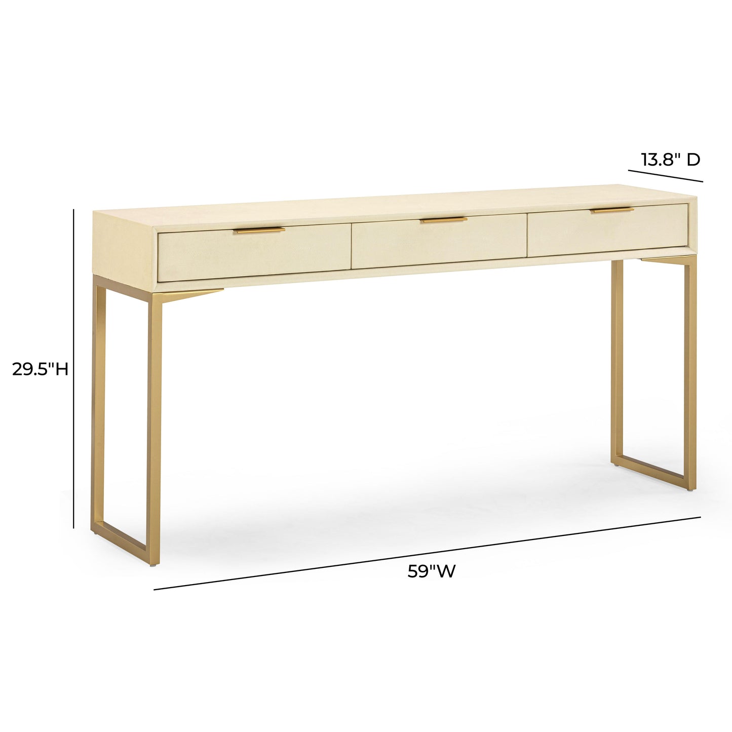 Pesce 59" Shagreen 3 Drawer Console Table Cream by Tov Furniture