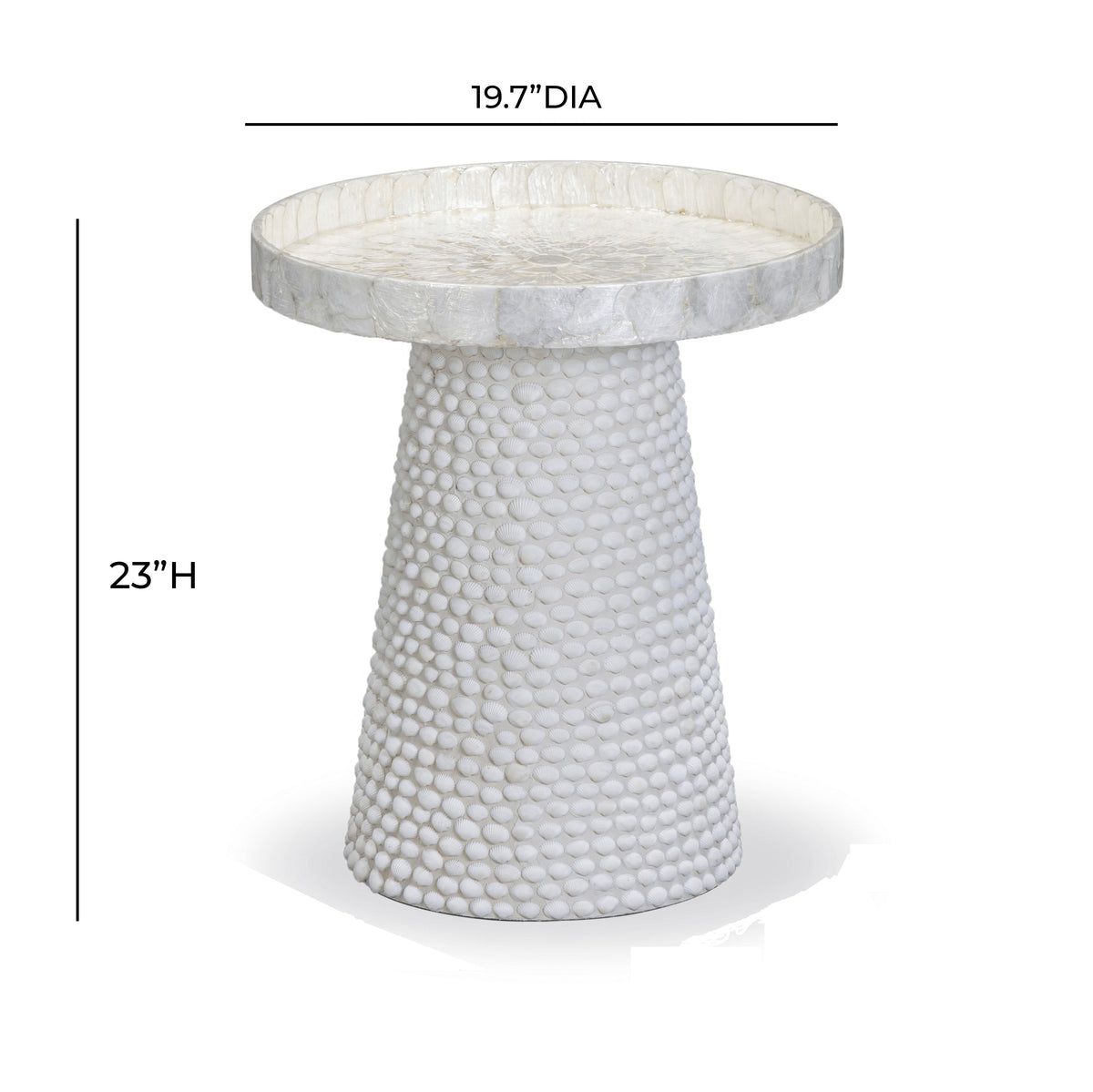 Coast Pearl White Seashell Round Side Table by TOV Furniture – photo 6 of 6
