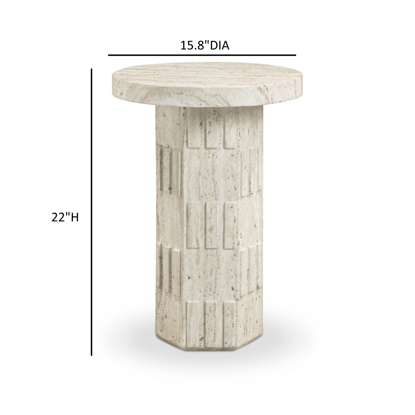 Asta Faux Travertine Indoor/Outdoor Concrete Side Table Travertine by Tov Furniture