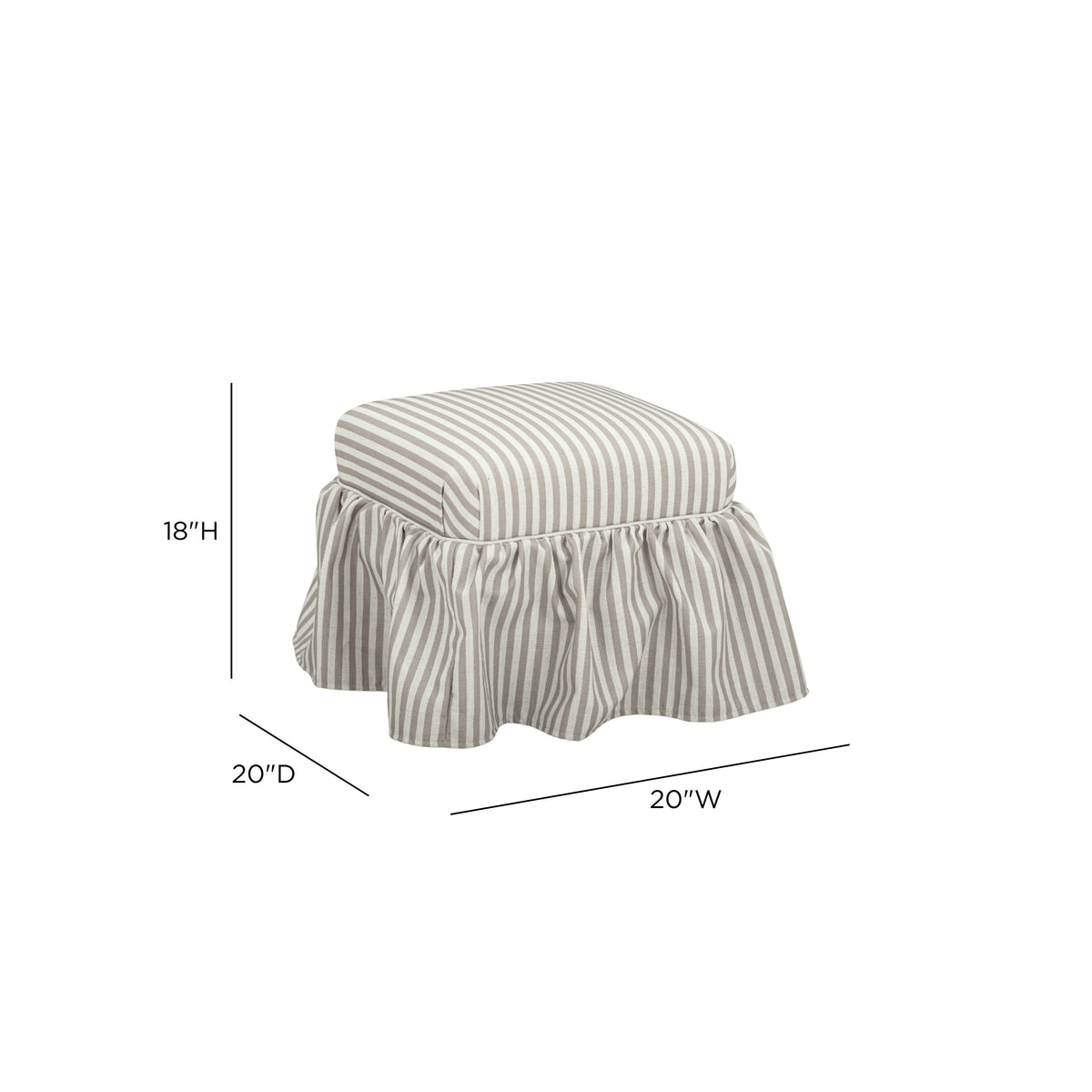 Gertrude Striped Khaki Linen Ottoman by TOV Furniture – photo 6 of 6