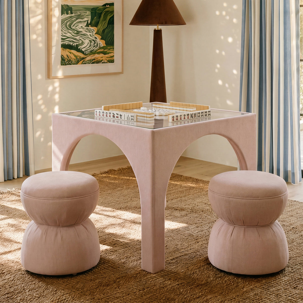 Tomlin Light Pink Performance Chenille Game Ottoman by TOV Furniture – photo 6 of 6