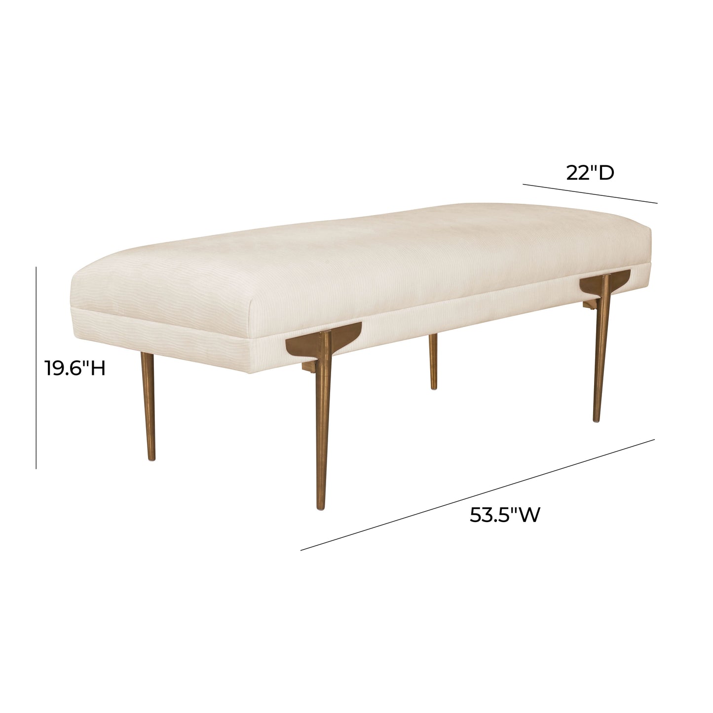 Brno 53.5" Performance Velvet Bench Off-White by Tov Furniture