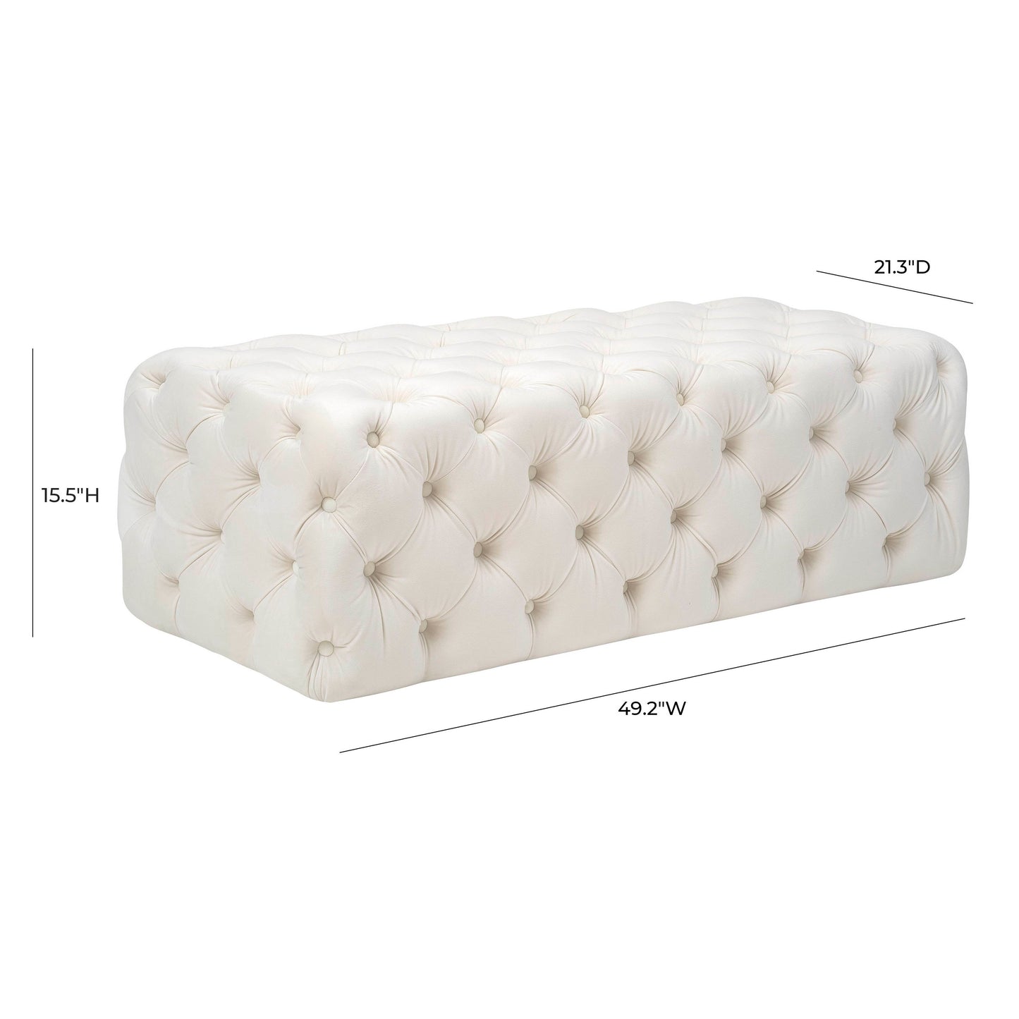 Kaylee 49" Performance Velvet Tufted Jumbo Ottoman Cream by Tov Furniture