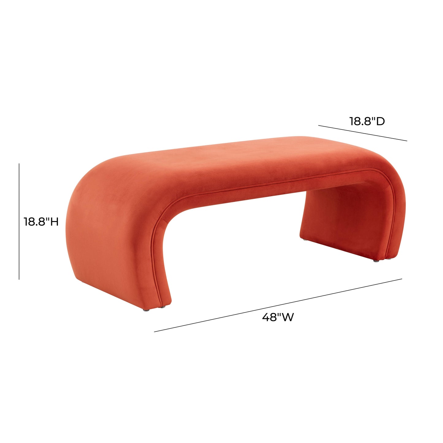 Kenya 48" Performance Velvet Bench Red Rocks by Tov Furniture