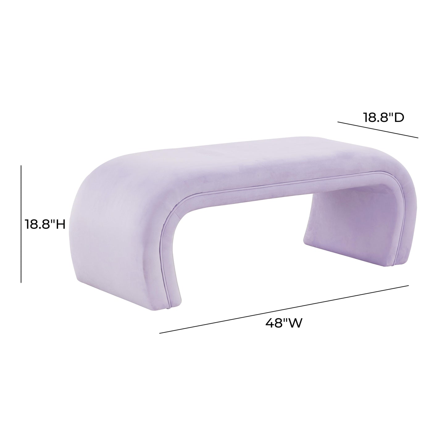 Kenya 48" Performance Velvet Bench Lavender by Tov Furniture