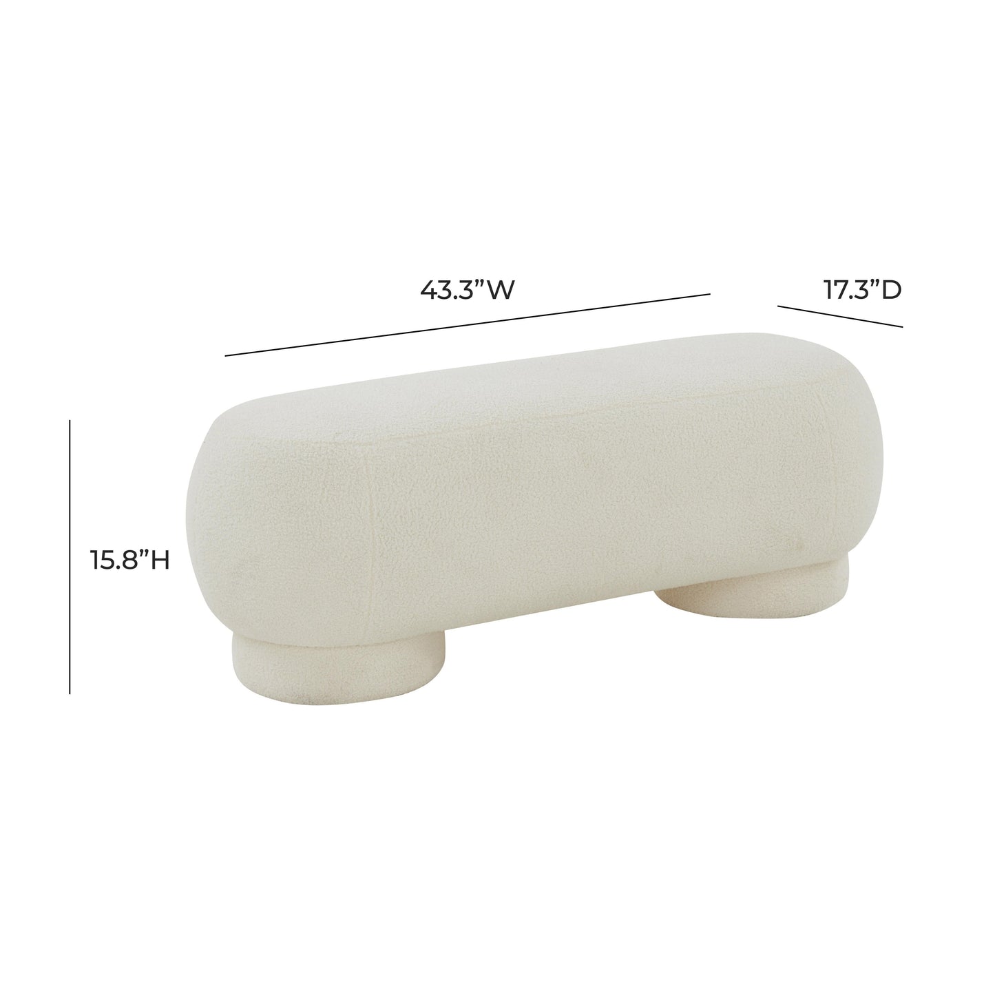 Mara 43" Performance Vegan Shearling Ottoman Cream by Tov Furniture