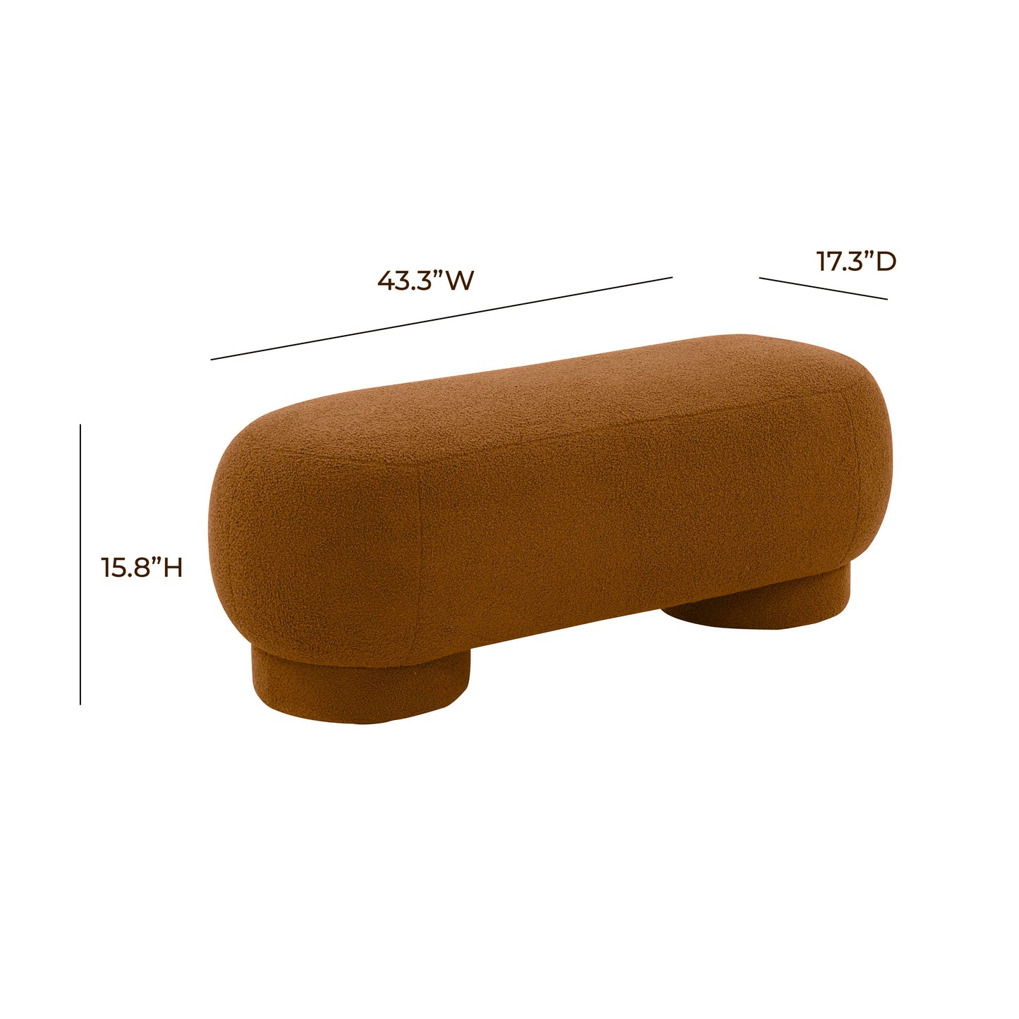 Mara 43" Performance Vegan Shearling Ottoman Brown - ON FINAL SALE by Tov Furniture