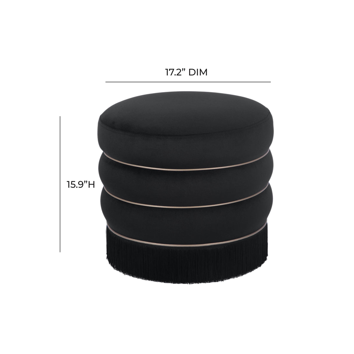 Lakka Black Performance Velvet Ottoman by TOV Furniture – photo 8 of 8