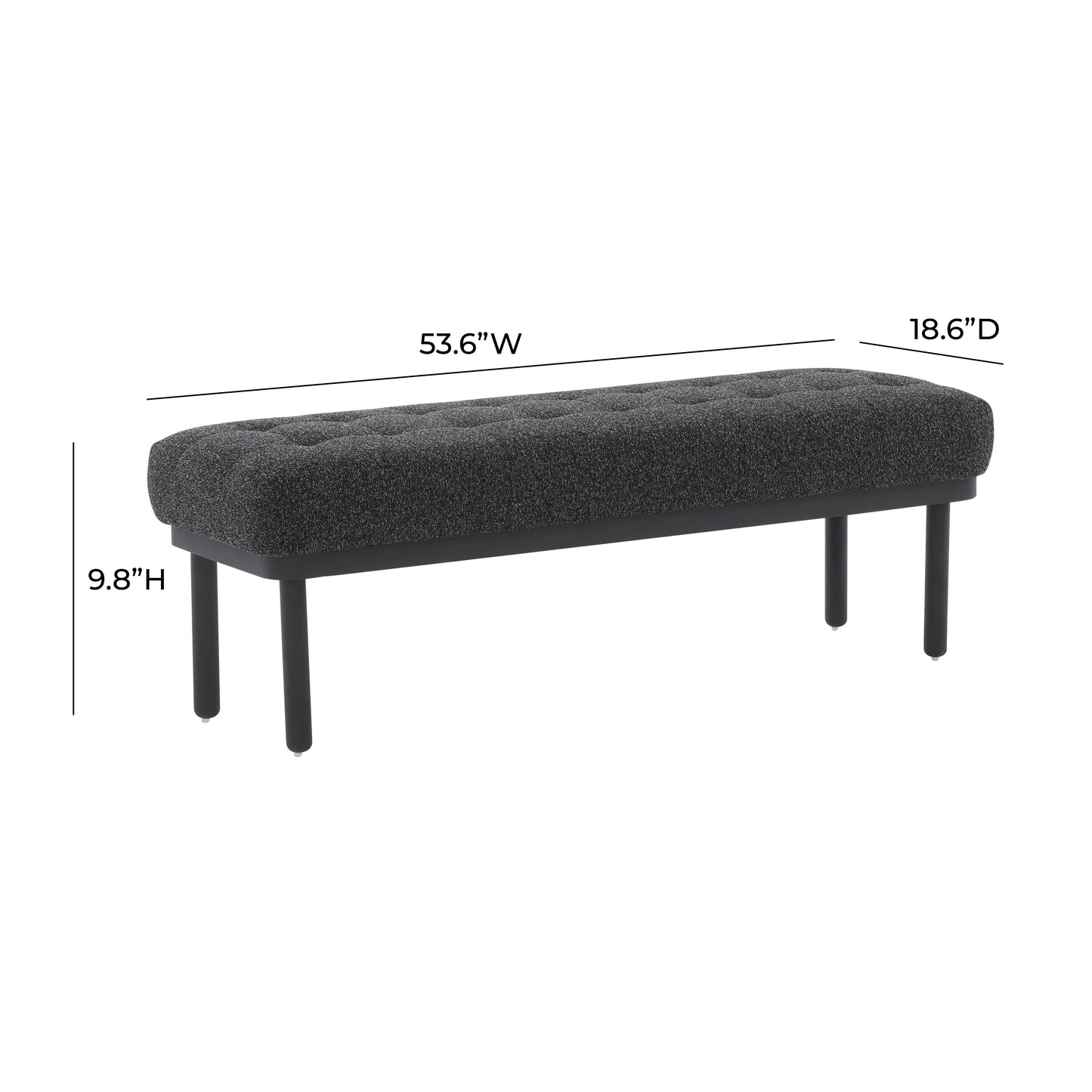 Olivia 53" Performance Boucle Bench Black - ON FINAL SALE by Tov Furniture