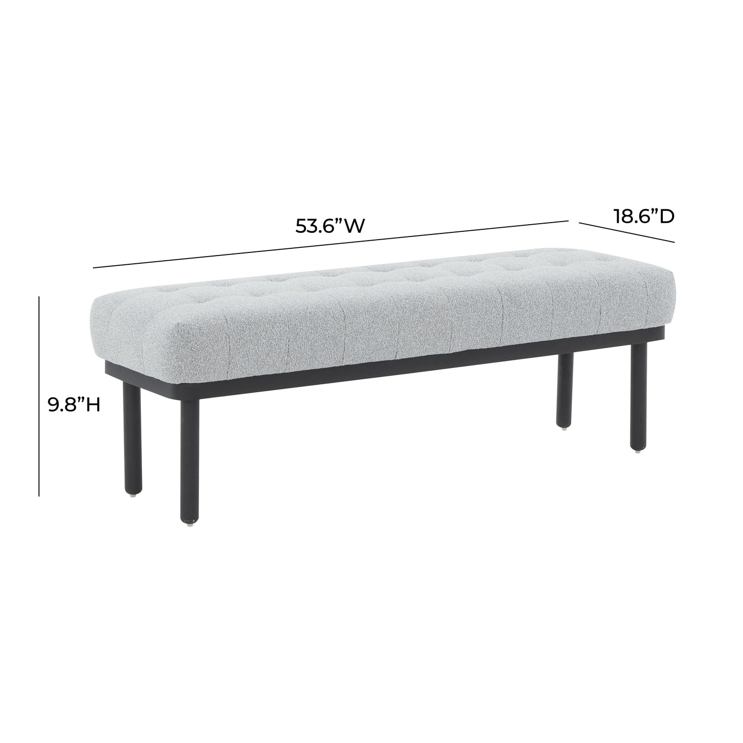 Olivia 53" Performance Boucle Bench Grey by Tov Furniture