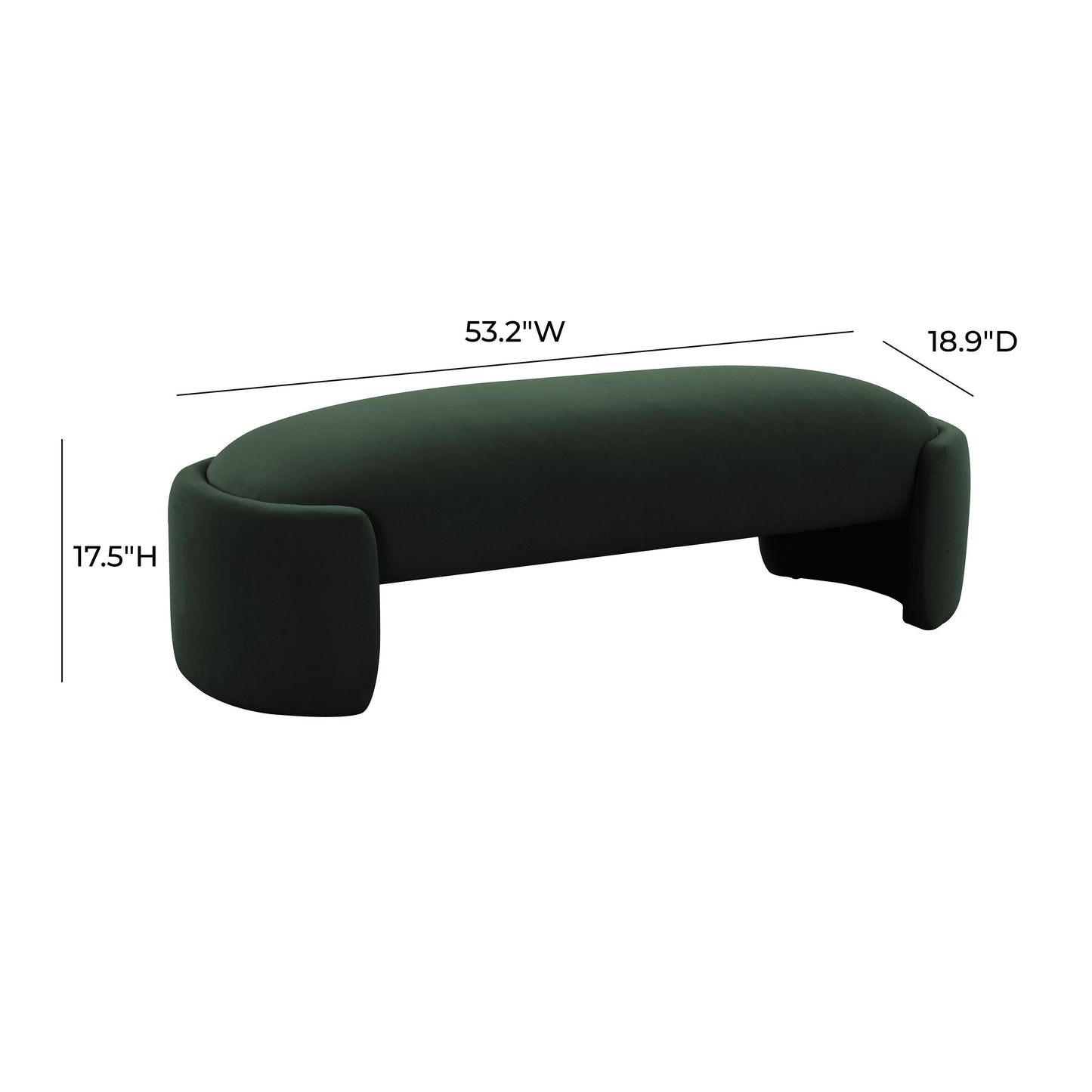 Toledo 53" Performance Velvet Bench Forest Green - ON FINAL SALE by Tov Furniture