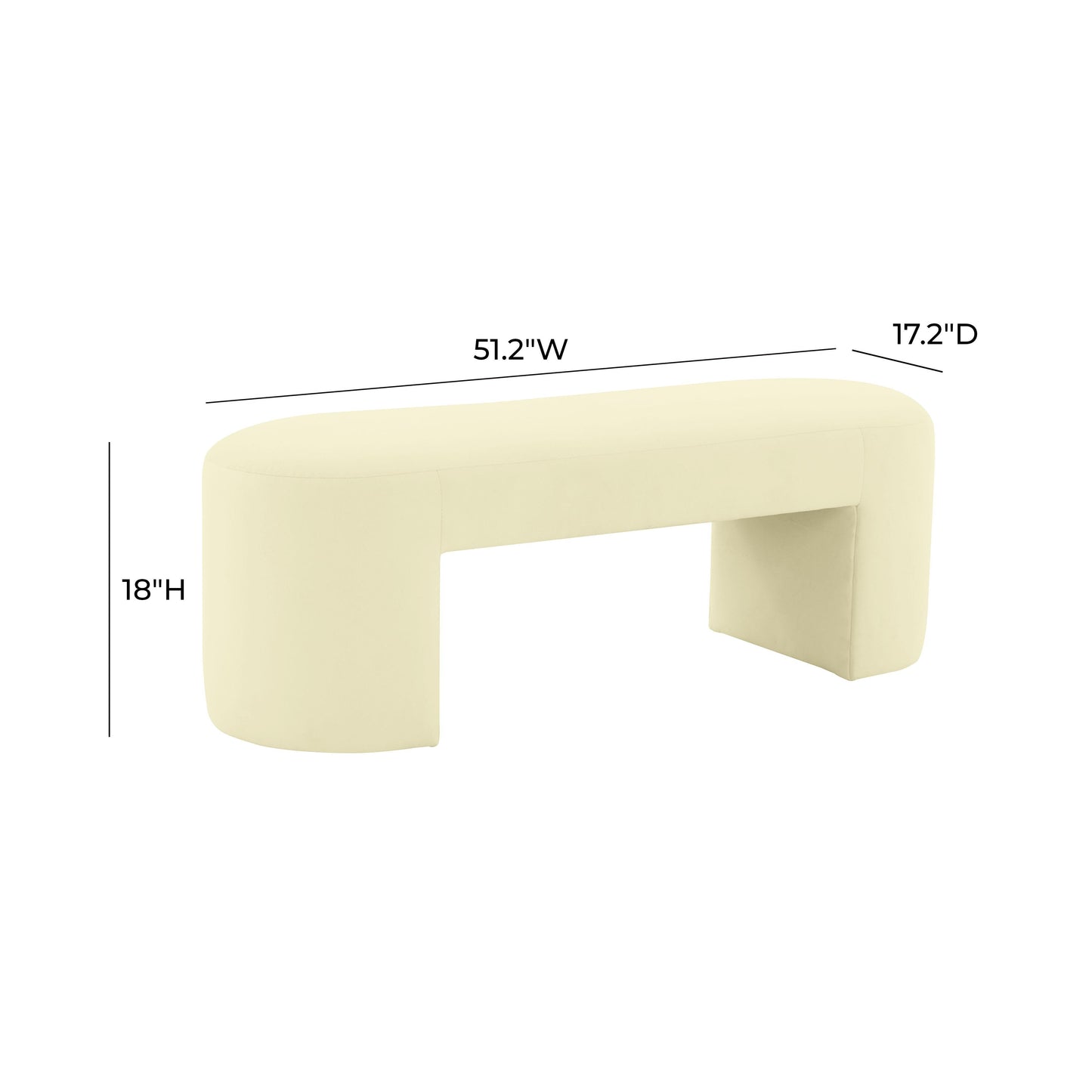 Elena 51" Performance Velvet Bench Yellow by Tov Furniture