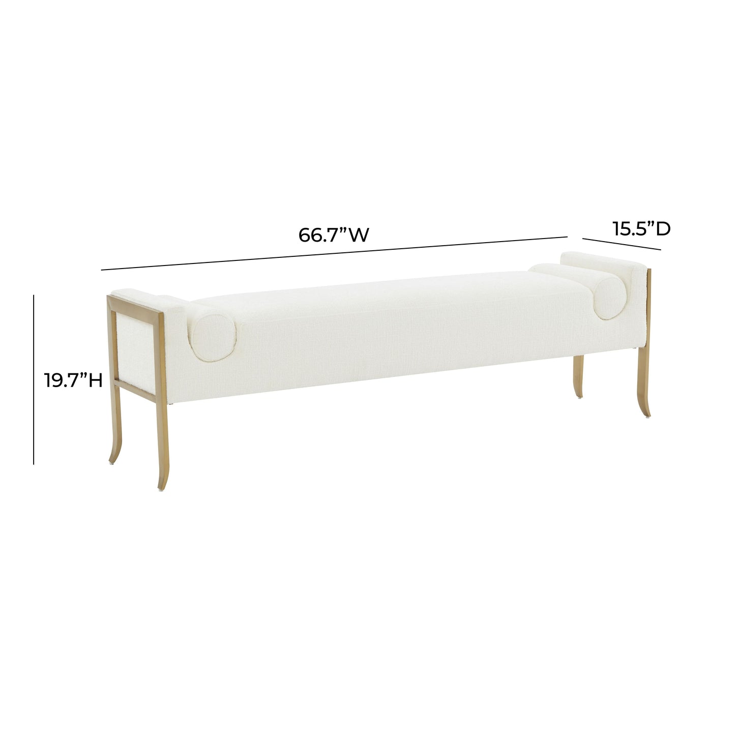 Ines 67" Textured Performance Velvet Bench Cream by Tov Furniture