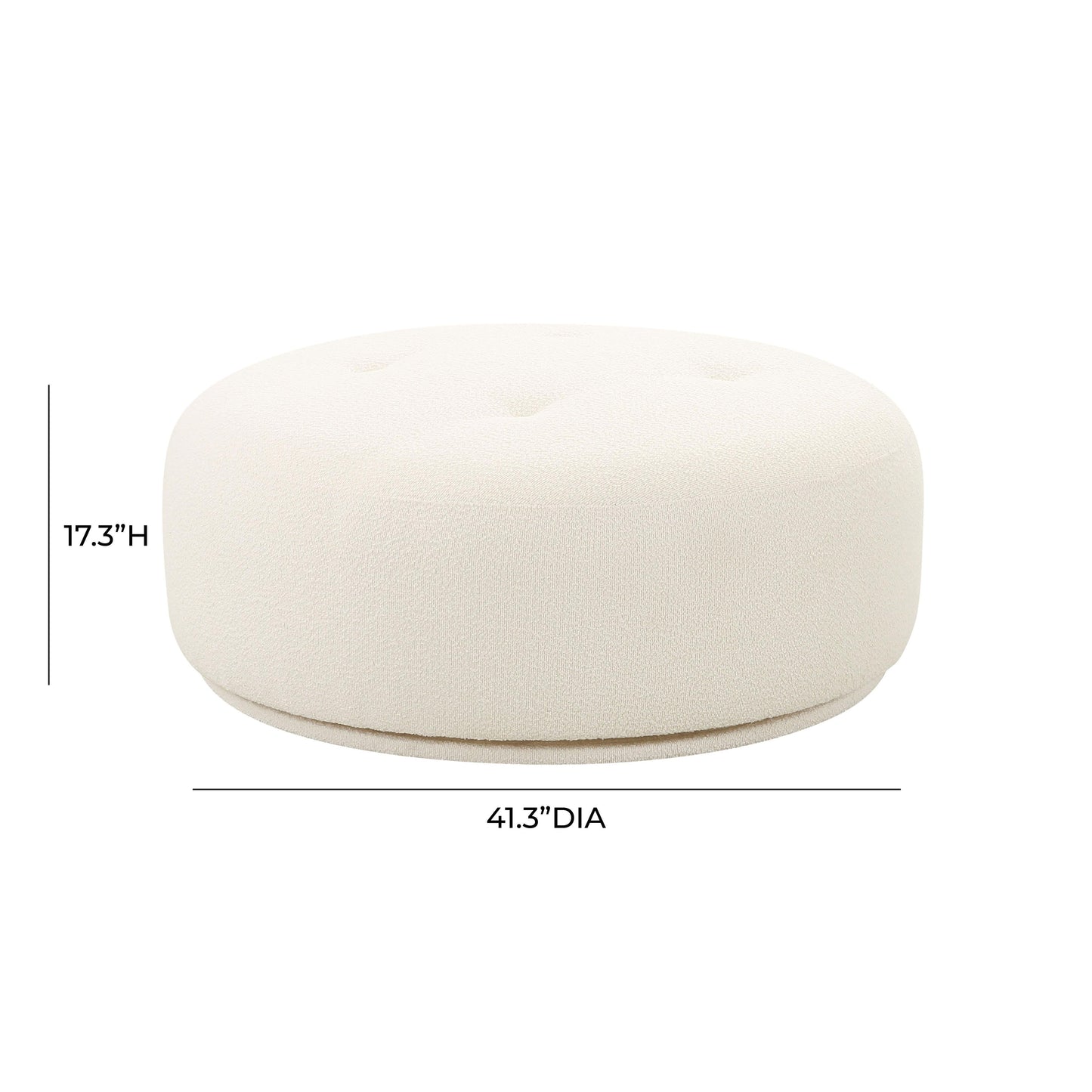 Fickle Cream Performance Boucle Swivel Ottoman Cream by Tov Furniture