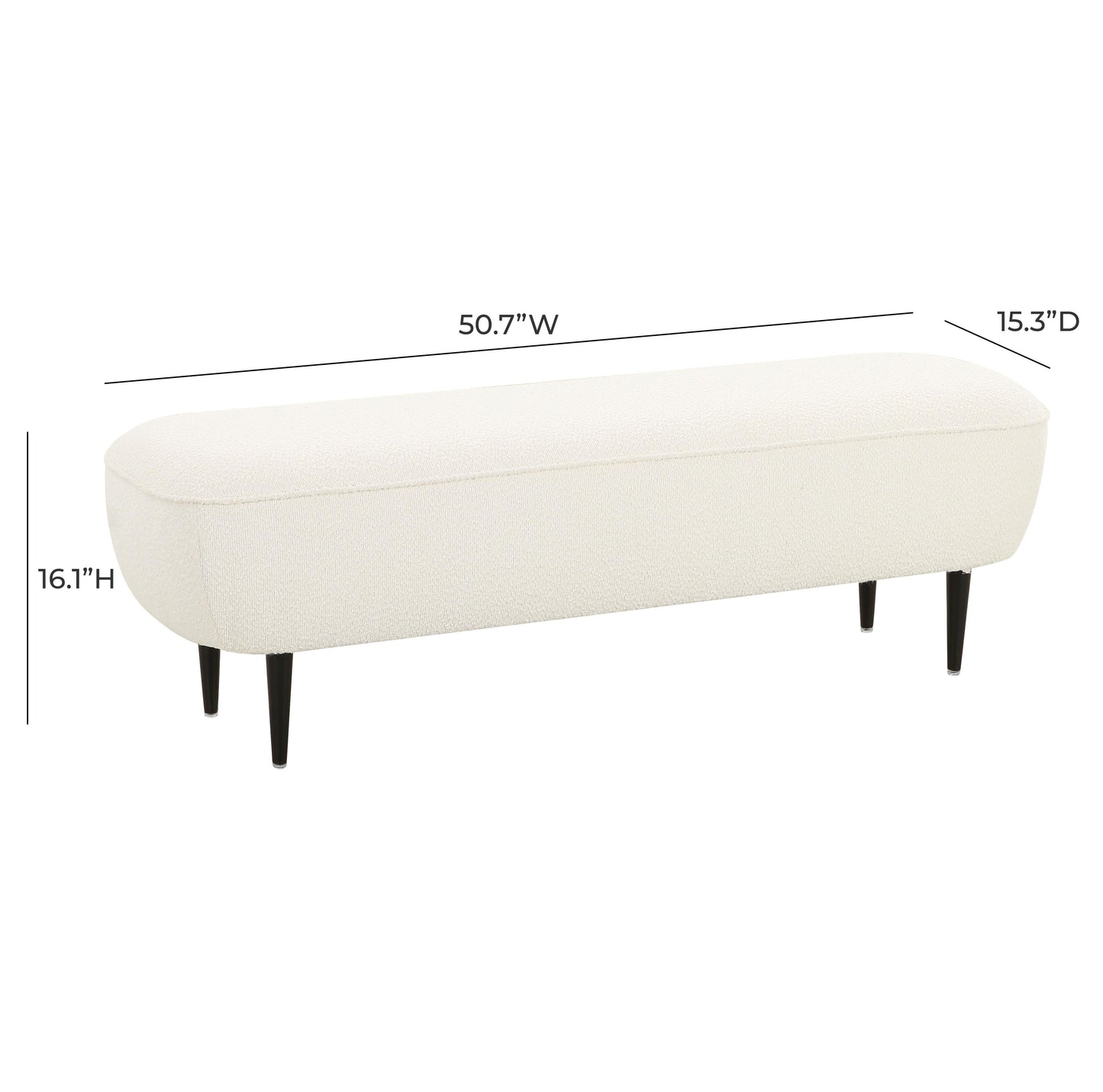 Denise 51" Cream Performance Boucle Bench Cream by Tov Furniture