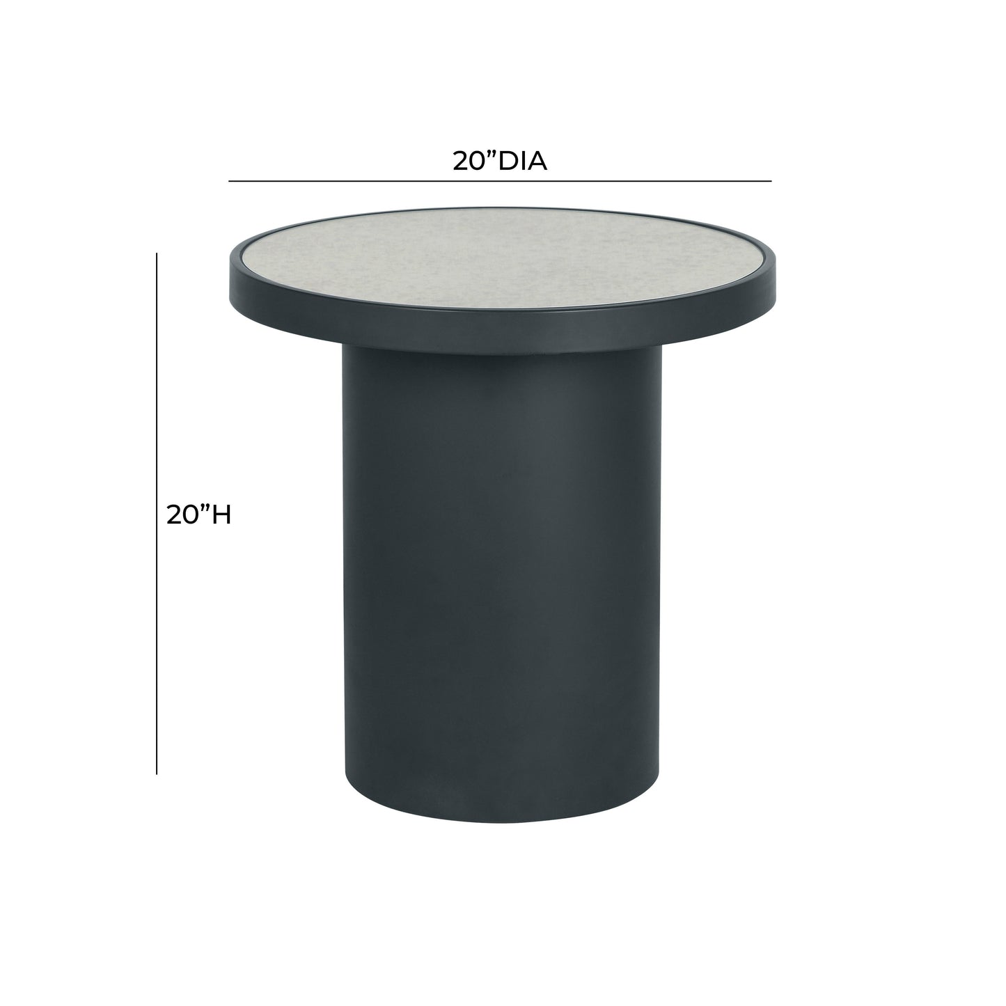 Nautilus Antique Silver Mirrored Round Side Table Antique Silver - ON FINAL SALE by Tov Furniture