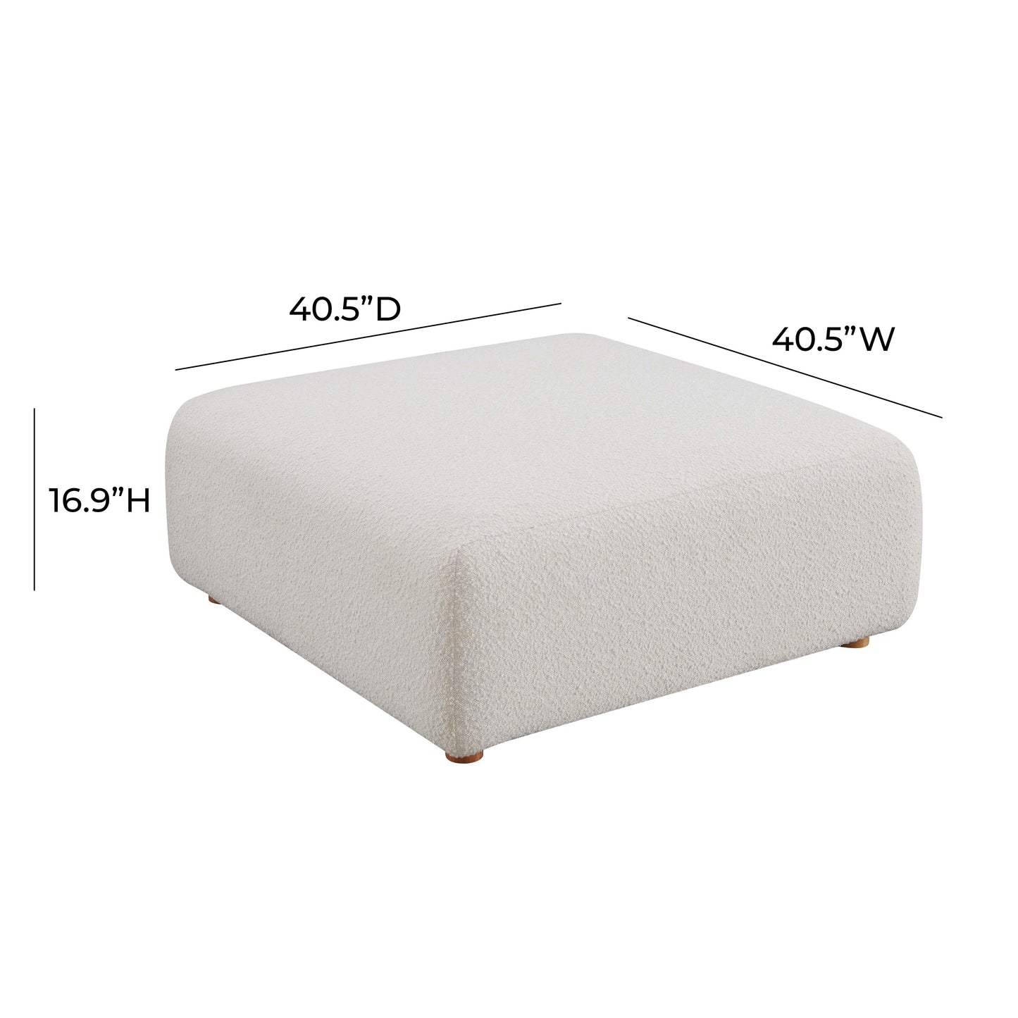 Hangover Cream Performance Boucle Ottoman Cream by Tov Furniture