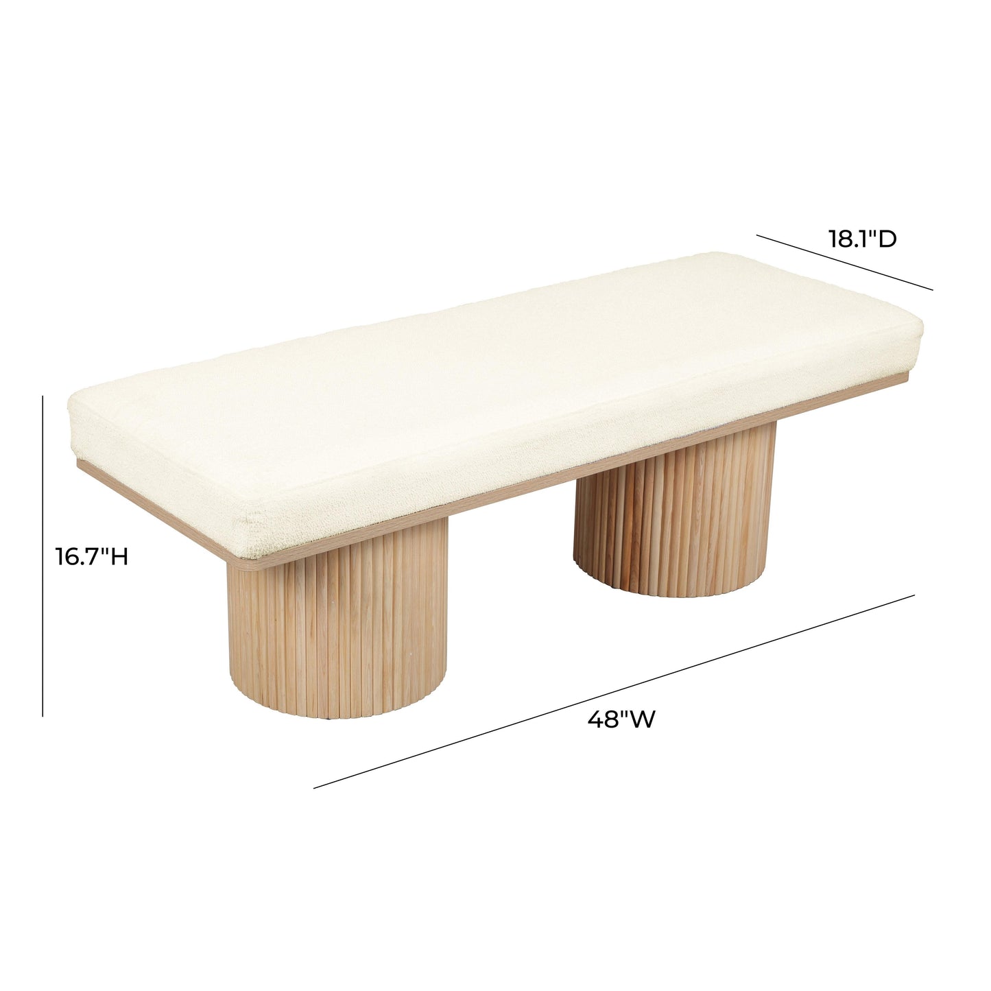 Sagano 48" White Dyed-Yarn Bench Natural, White by Tov Furniture