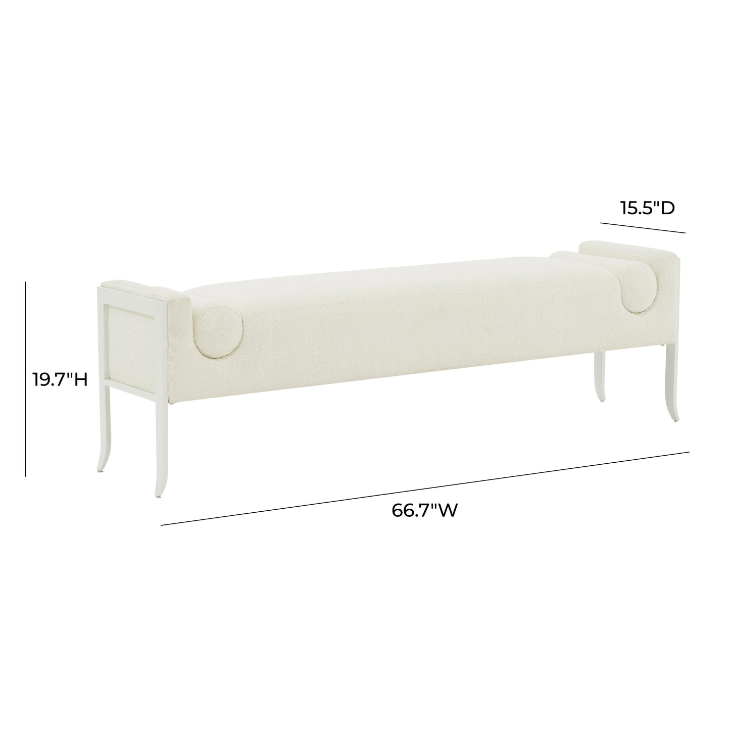 Ines 67" Cream Performance Boucle Bench Cream - ON FINAL SALE by Tov Furniture