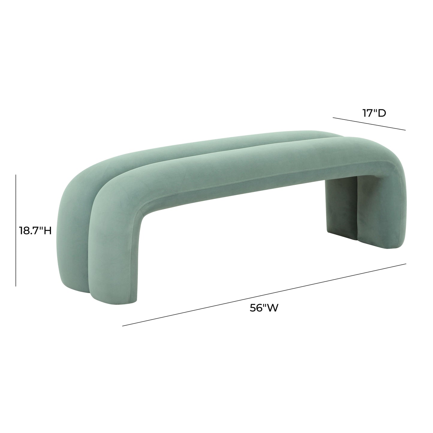 Leigh 56" Performance Velvet Channeled Bench Green by Tov Furniture