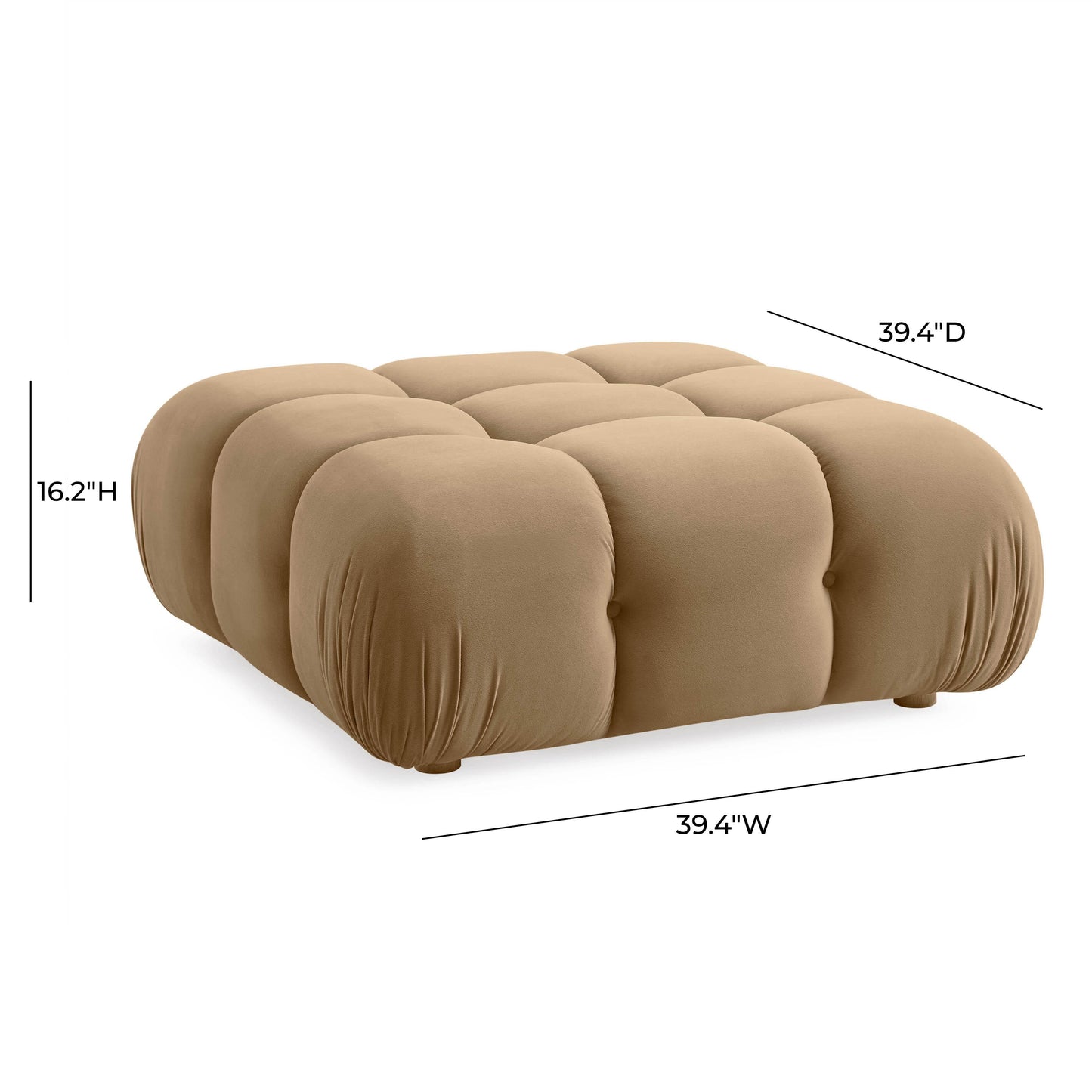 Calliope Cafe Au Lait Performance Velvet Modular Ottoman Cafe Au Lait by Tov Furniture