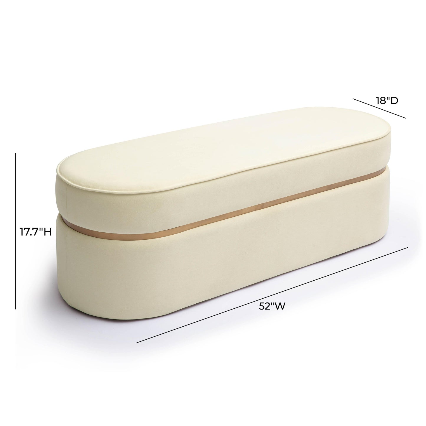 Pomp 52" Performance Velvet Bench Cream - ON FINAL SALE by Tov Furniture