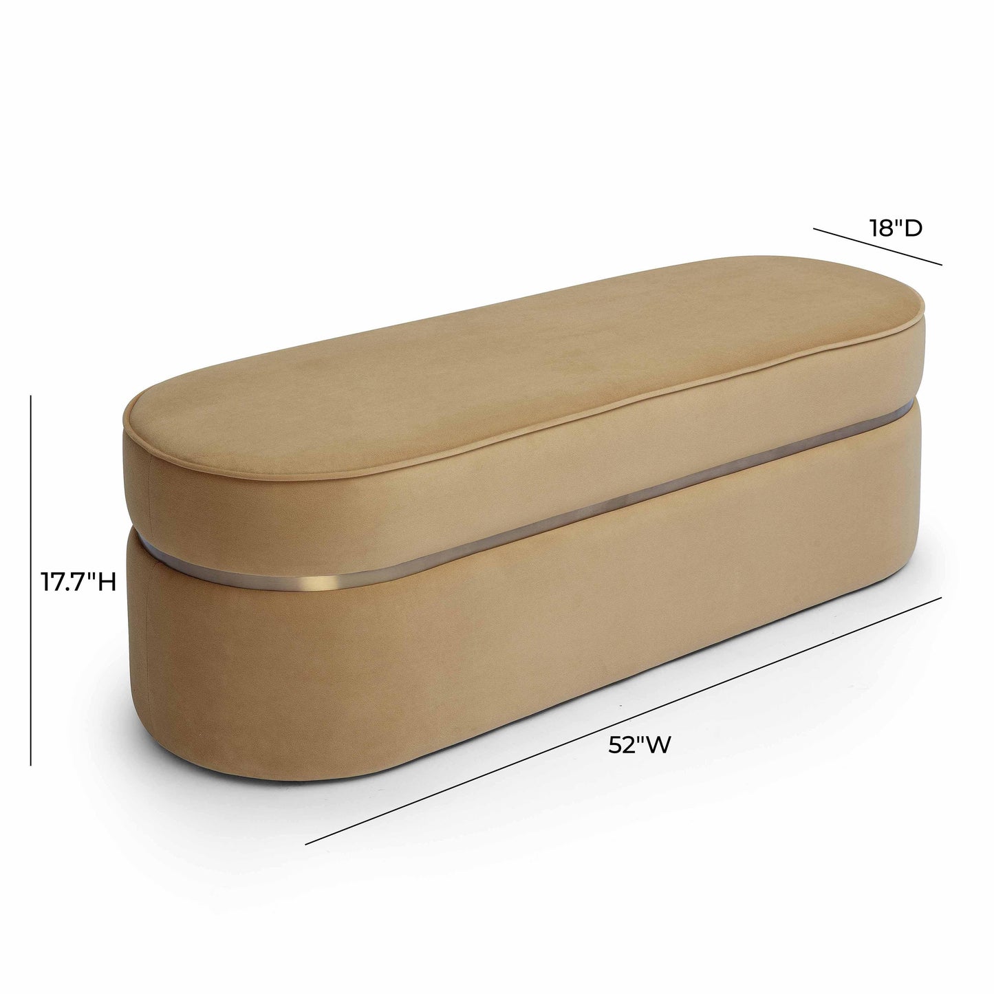Pomp 52" Performance Velvet Bench Honey by Tov Furniture