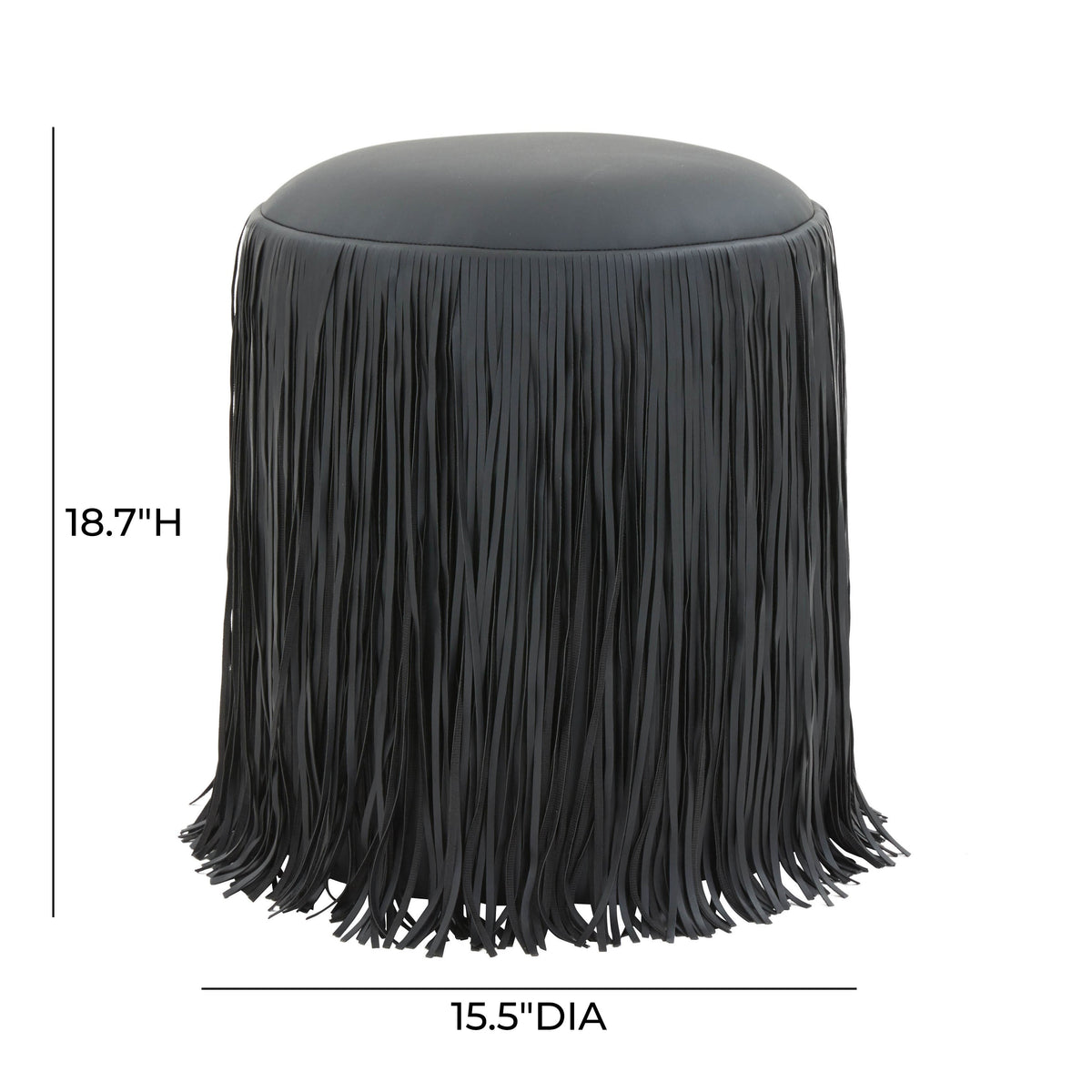 Shag Me Black Performance Vegan Leather Ottoman by TOV Furniture – photo 5 of 5