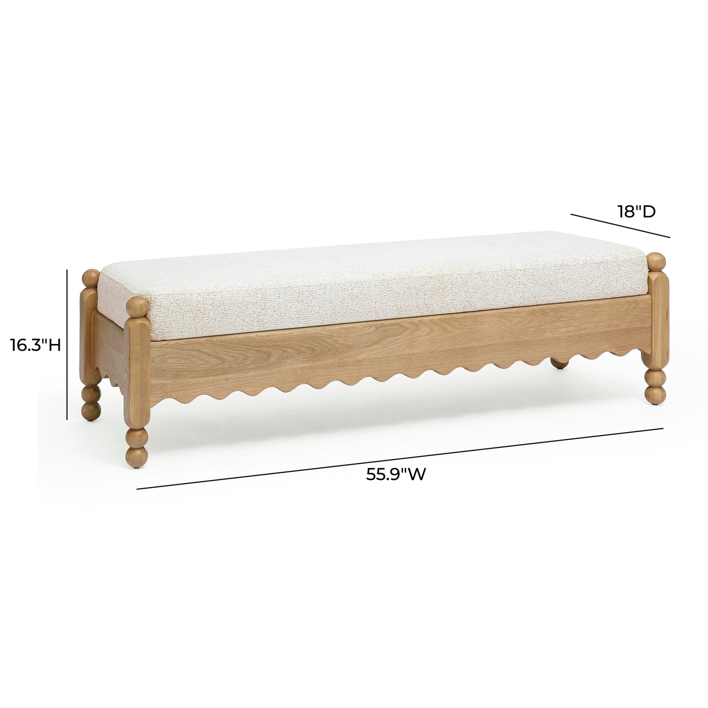 Thelma 56" Cream Performance Basketweave Bench Cream by Tov Furniture