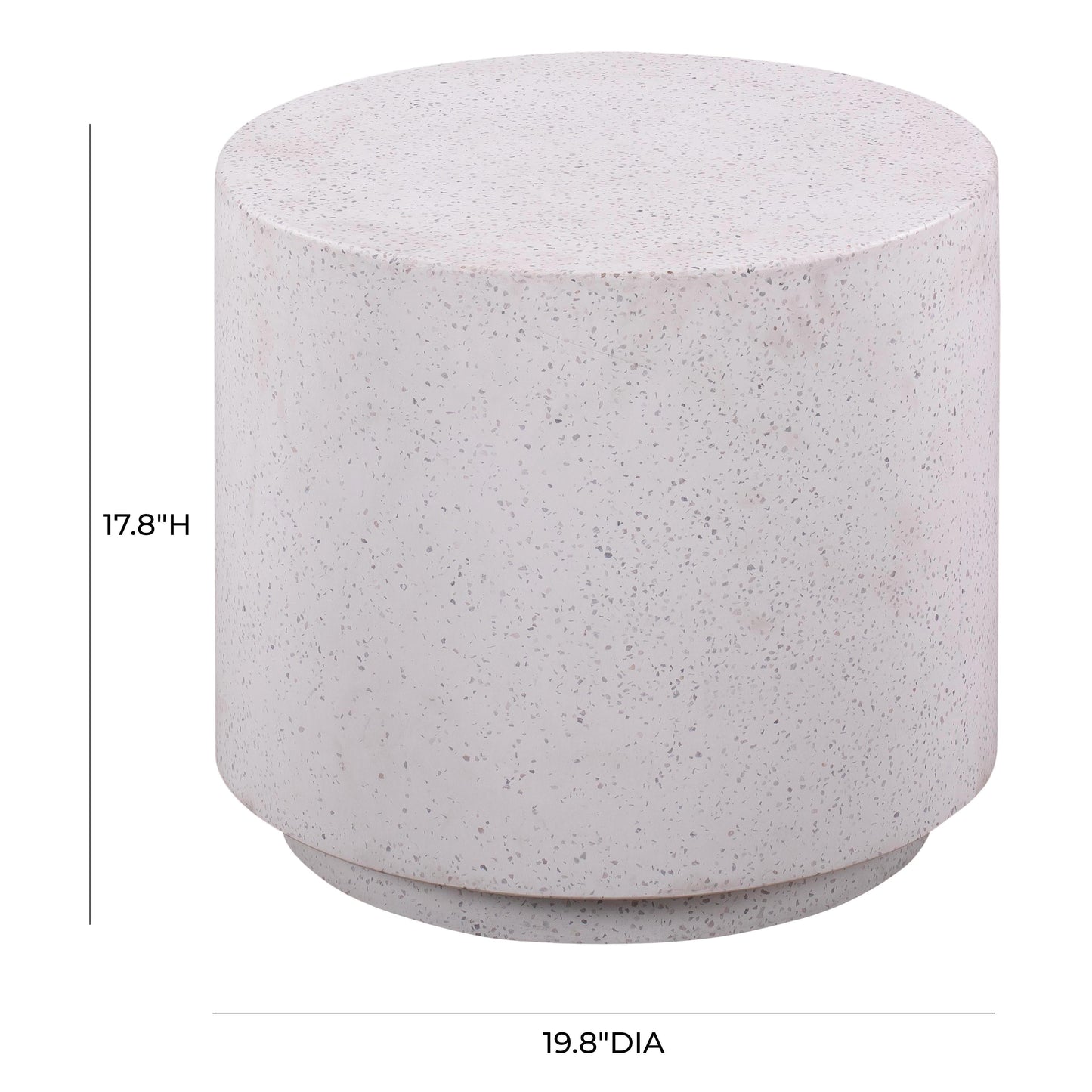 Terrazzo Light Speckled Concrete Round Side Table Grey by Tov Furniture