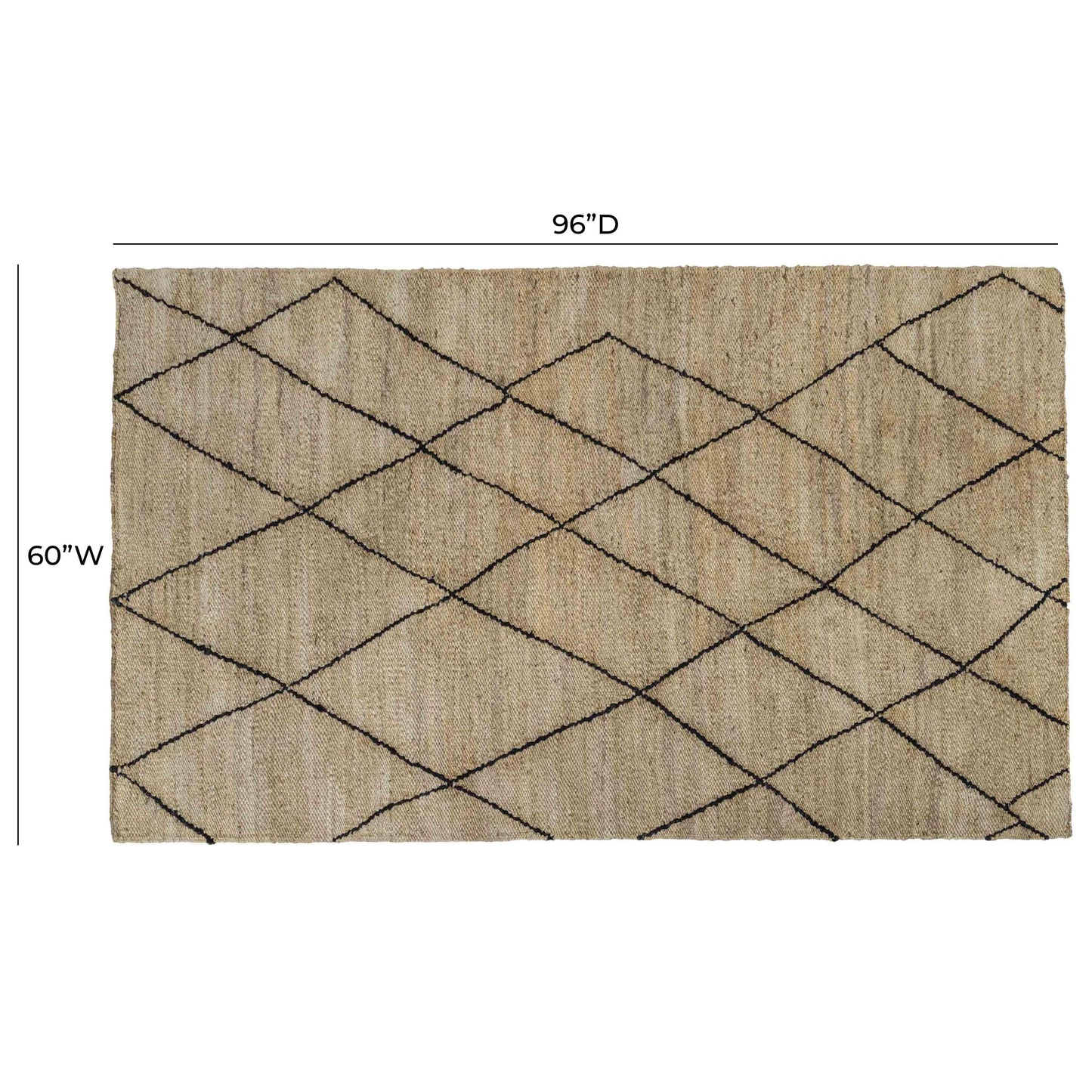 Crosshatch Natural Area Rug Black, Natural 5' x 8' by Tov Furniture