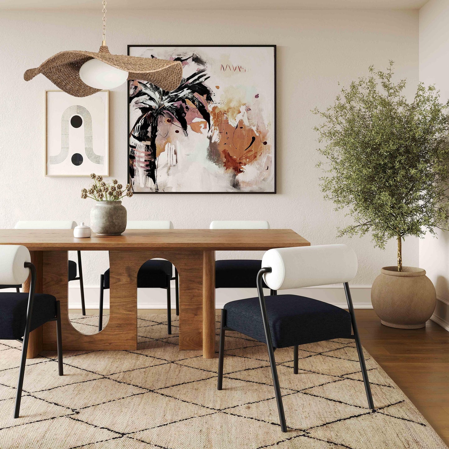 Crosshatch Natural Area Rug Black, Natural 8' x 10' by Tov Furniture