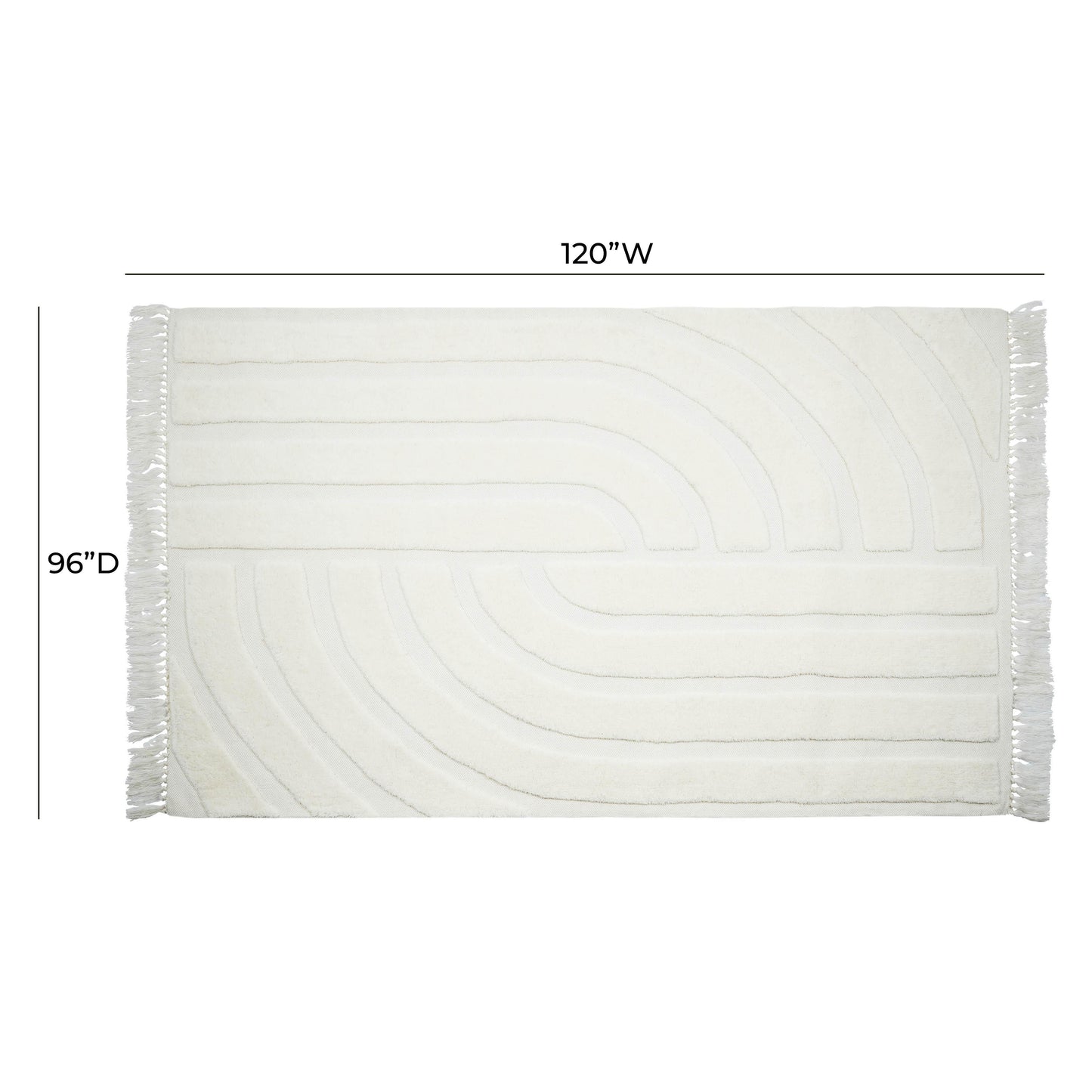 Loop White Area Rug White 8' x 10' by Tov Furniture