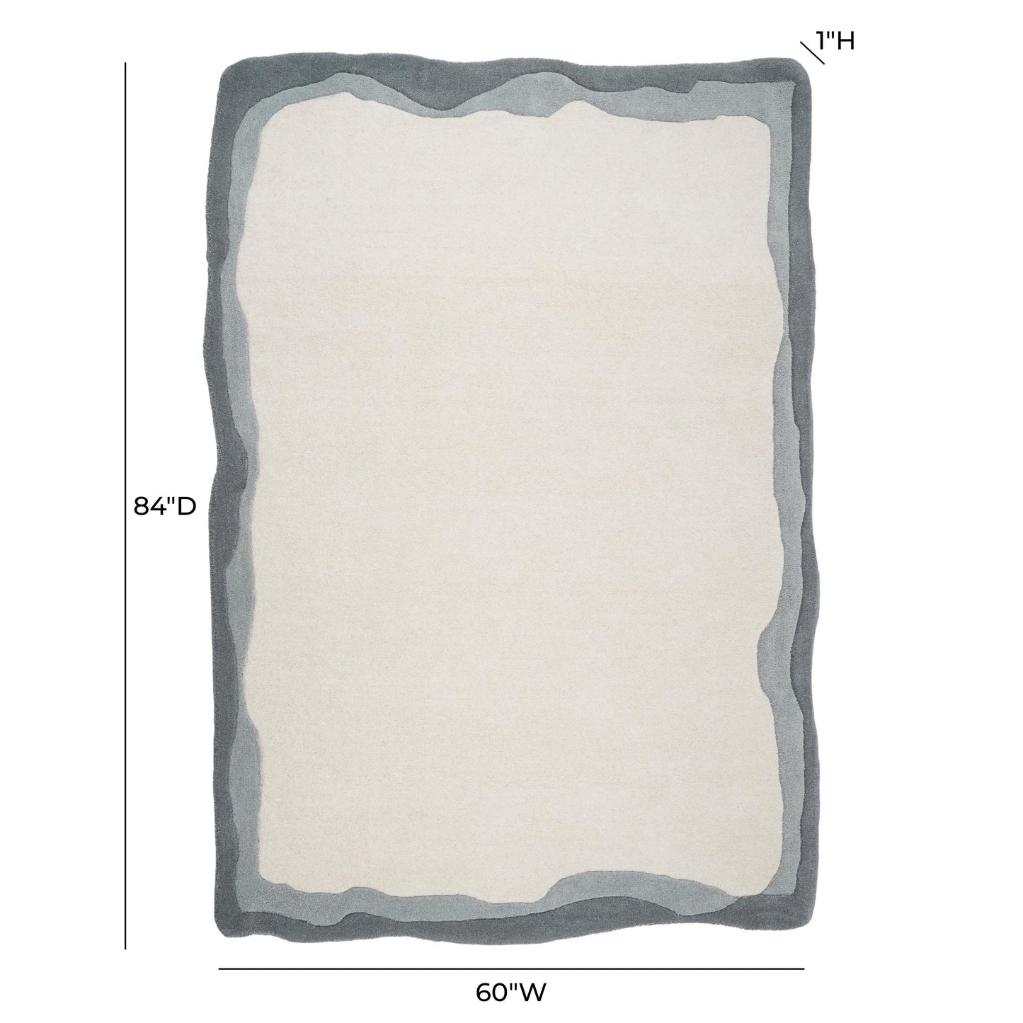 Tarba Rectangular Floor Rug Grey 5' x 7' by Tov Furniture