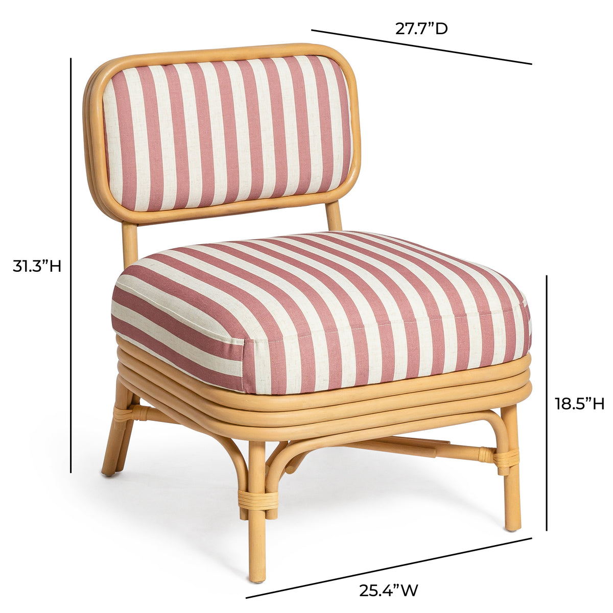 Dorine Red Striped Performance Linen & Rattan Accent Chair by TOV Furniture – photo 8 of 8