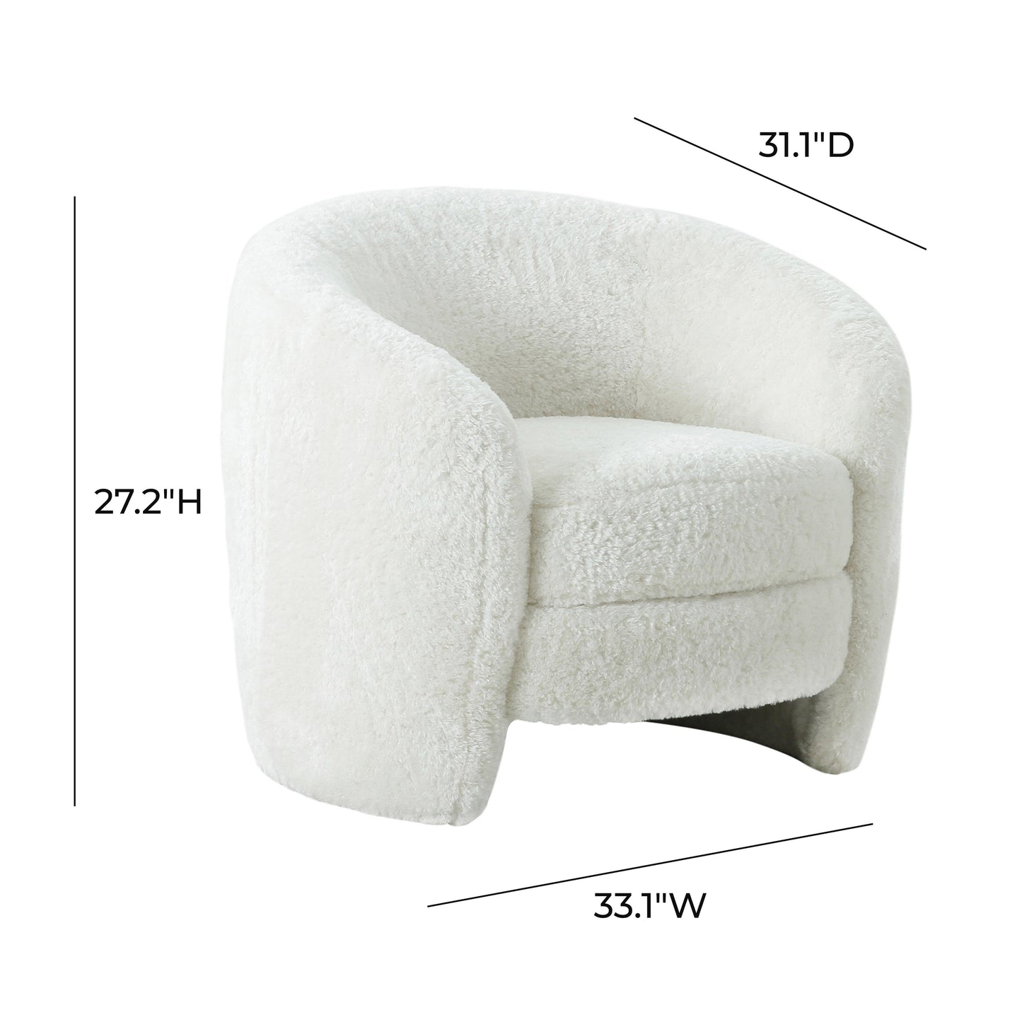 Dakota Performance Faux Shearling Armchair White by Tov Furniture