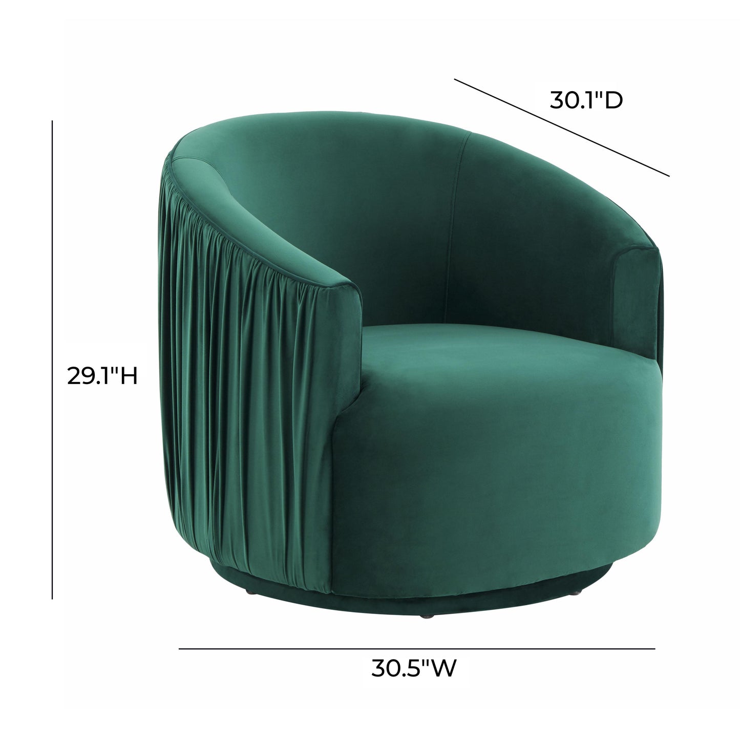 London Pleated Performance Velvet Swivel Accent Chair Forest Green - ON FINAL SALE by Tov Furniture