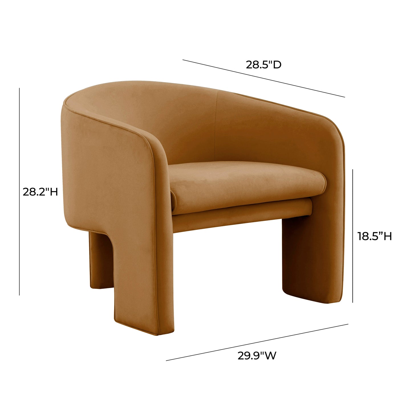 Marla Performance Velvet Accent Chair Cognac by Tov Furniture